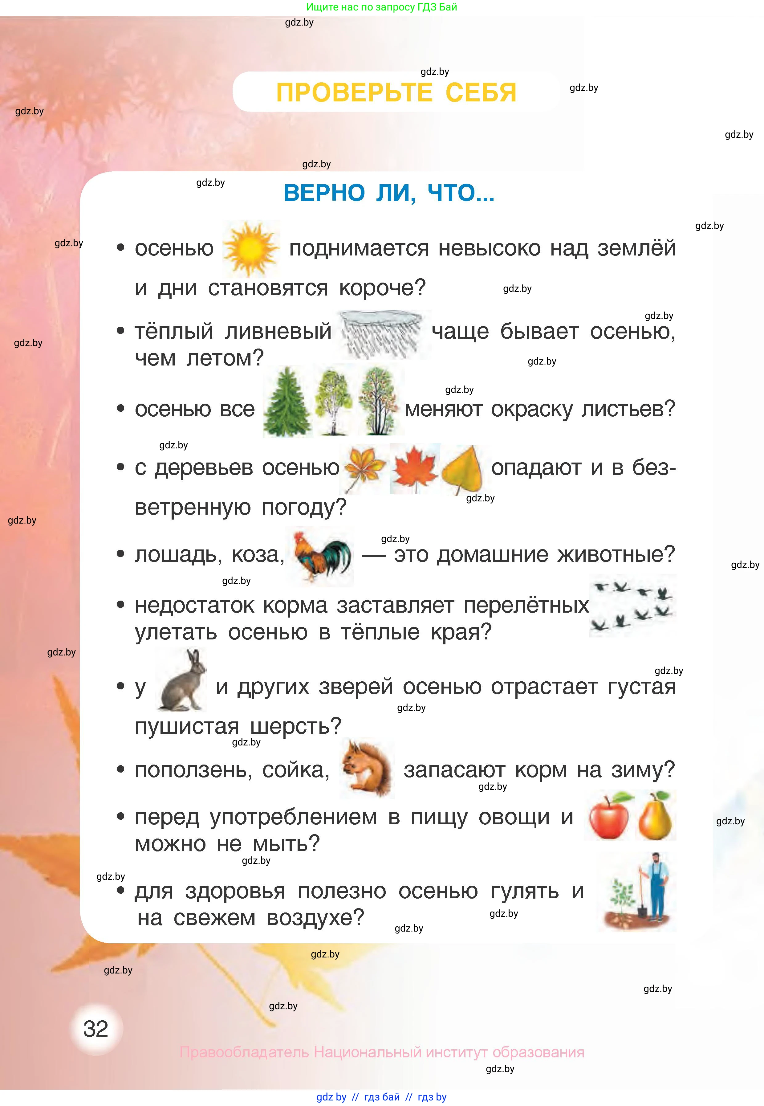 Человек и мир, 1 класс Учебник, авторы: Трафимова Галина Владимировна, Трафимов Сергей Анатольевич, издательство Национальный институт образования, Минск, 2023, салатового цвета, страница 32