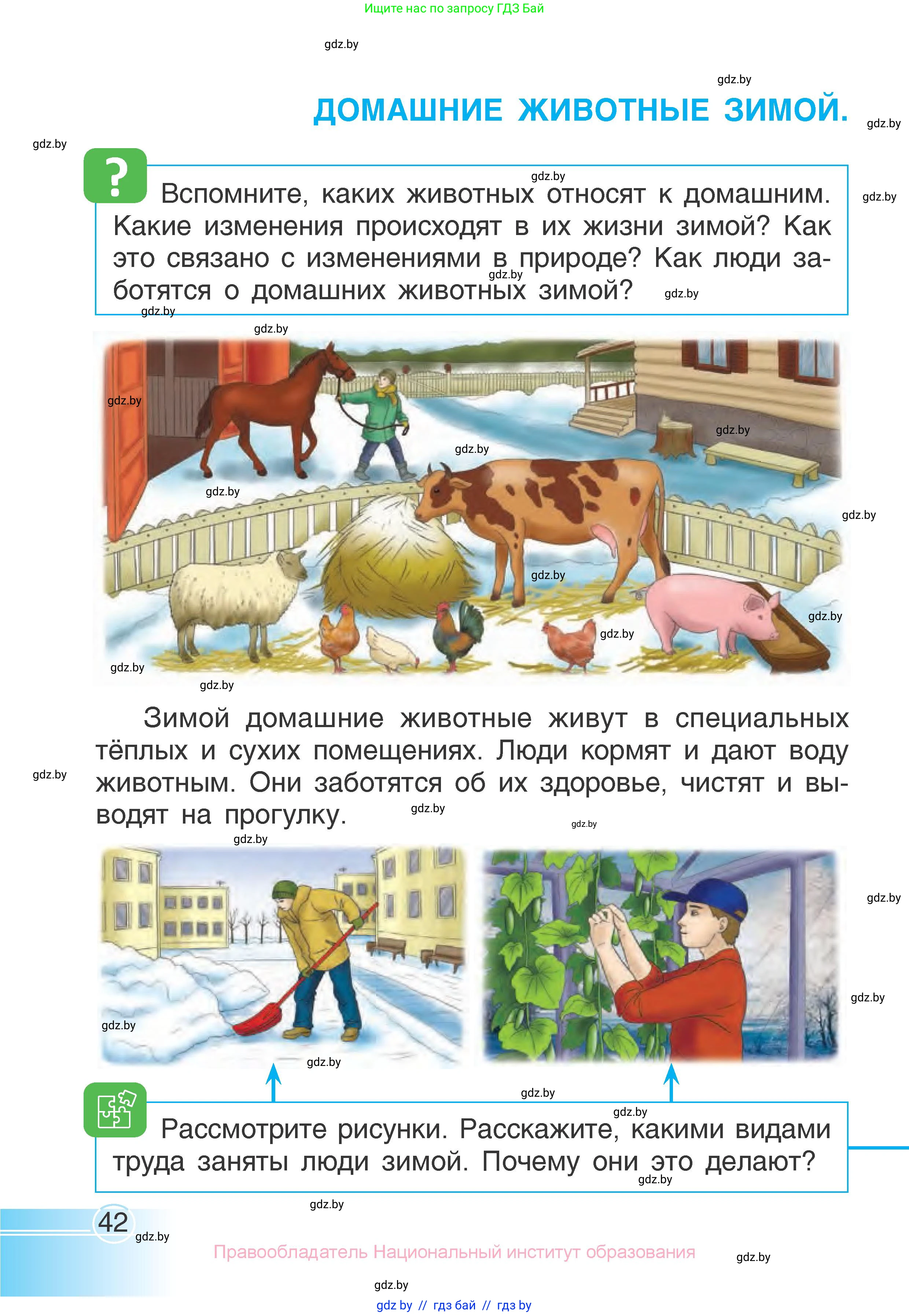 Человек и мир, 1 класс Учебник, авторы: Трафимова Галина Владимировна, Трафимов Сергей Анатольевич, издательство Национальный институт образования, Минск, 2023, салатового цвета, страница 42