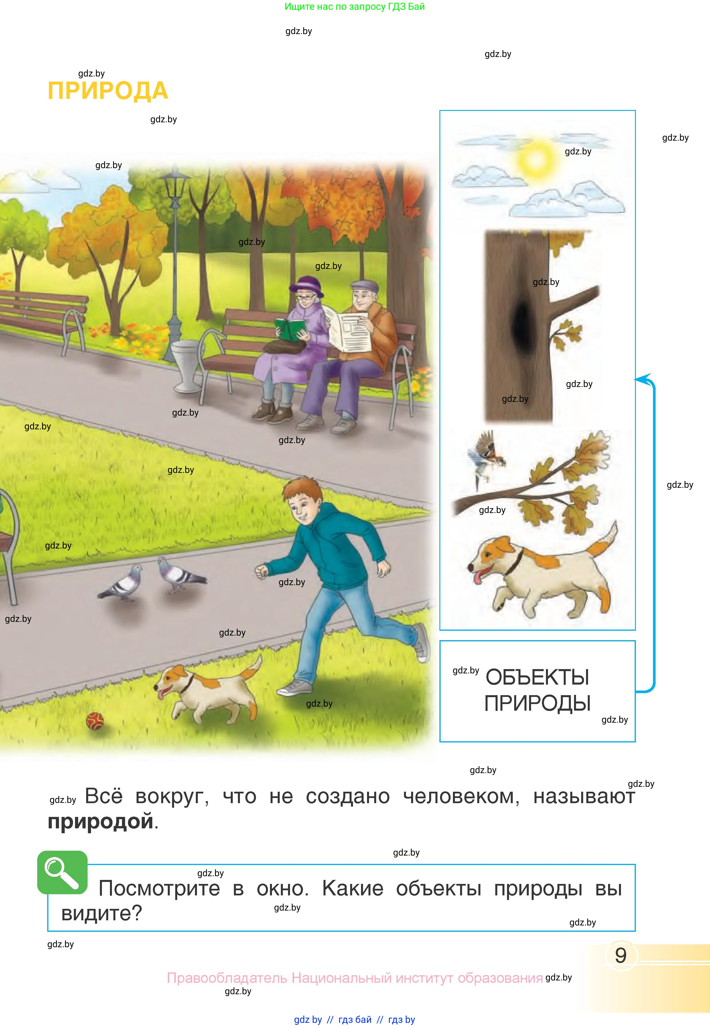 Человек и мир, 1 класс Учебник, авторы: Трафимова Галина Владимировна, Трафимов Сергей Анатольевич, издательство Национальный институт образования, Минск, 2023, салатового цвета, страница 9