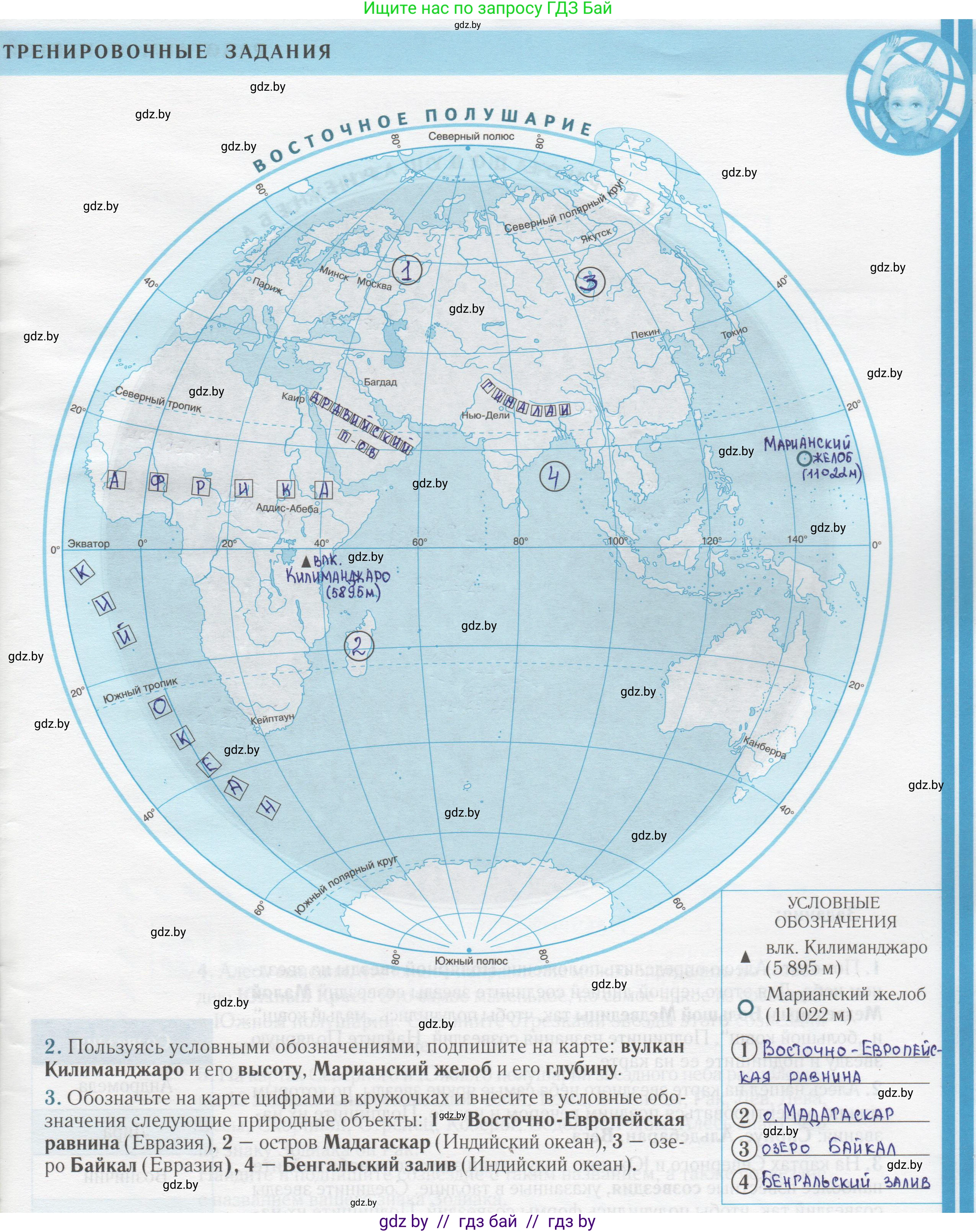 Человек и мир, 5 класс Контурные карты, авторы: Лопух Пётр Степанович, Сарычева Ольга Владимировна, Шкель Людмила Валерьевна, издательство Белкартография, Минск, 2022, голубого цвета, страница 3, Решение