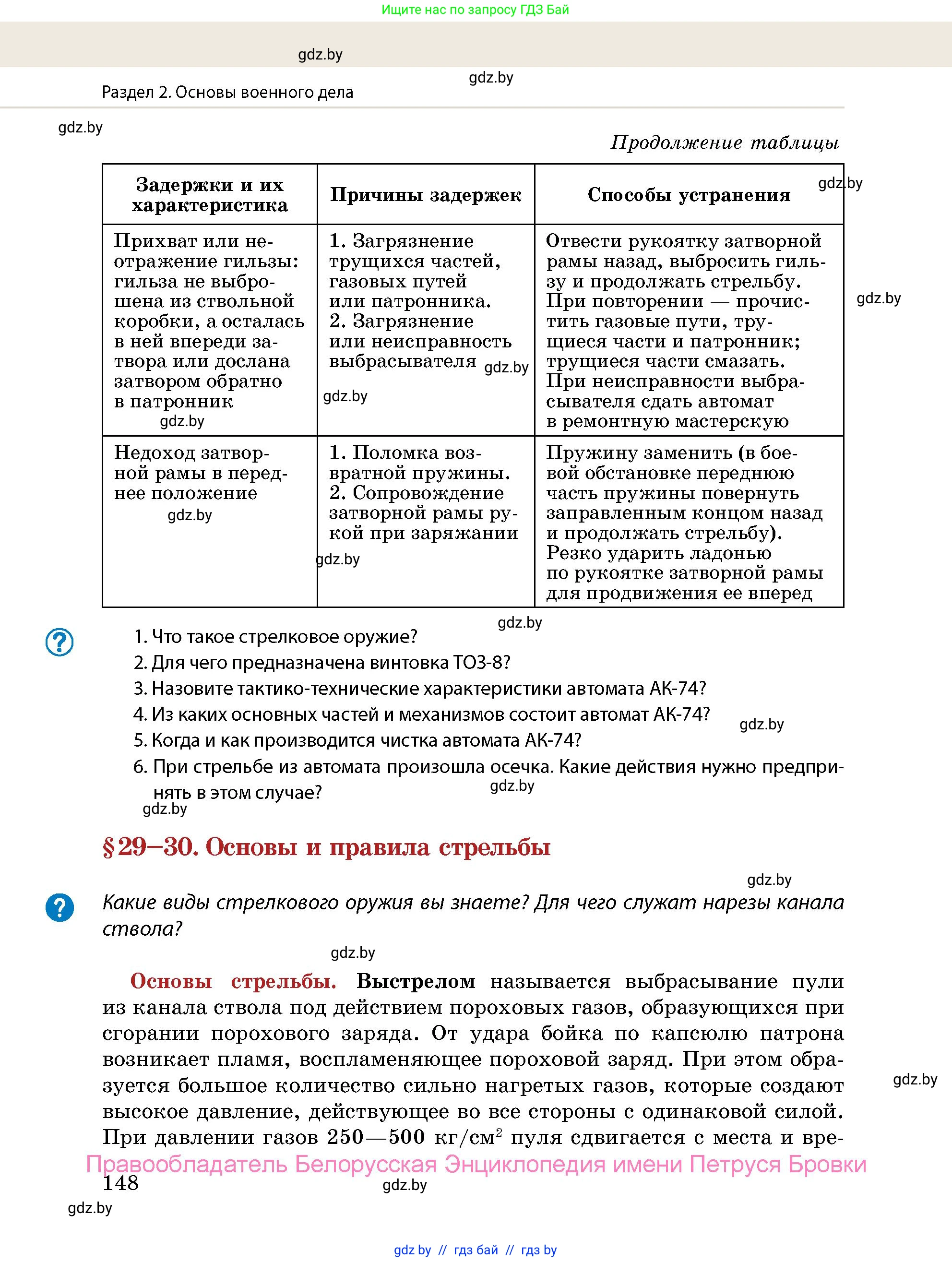 допризывная подготовка, 10-11 класс Учебник, авторы: Драгунов Вадим Валерьевич, Богдан Василий Генрихович, Городниченко Александр Николаевич, Дроговоз И Г, Кирпичев С Н, Мирончук С П, Павлющик А А, Ржеутский Л Я, Савчанчик С А, Стринкевич А Л, Хатешев Н С, Шелудков И Г, Шуканов С В, издательство Белорусская Энциклопедия имени Петруся Бровки, Минск, 2019, страница 148