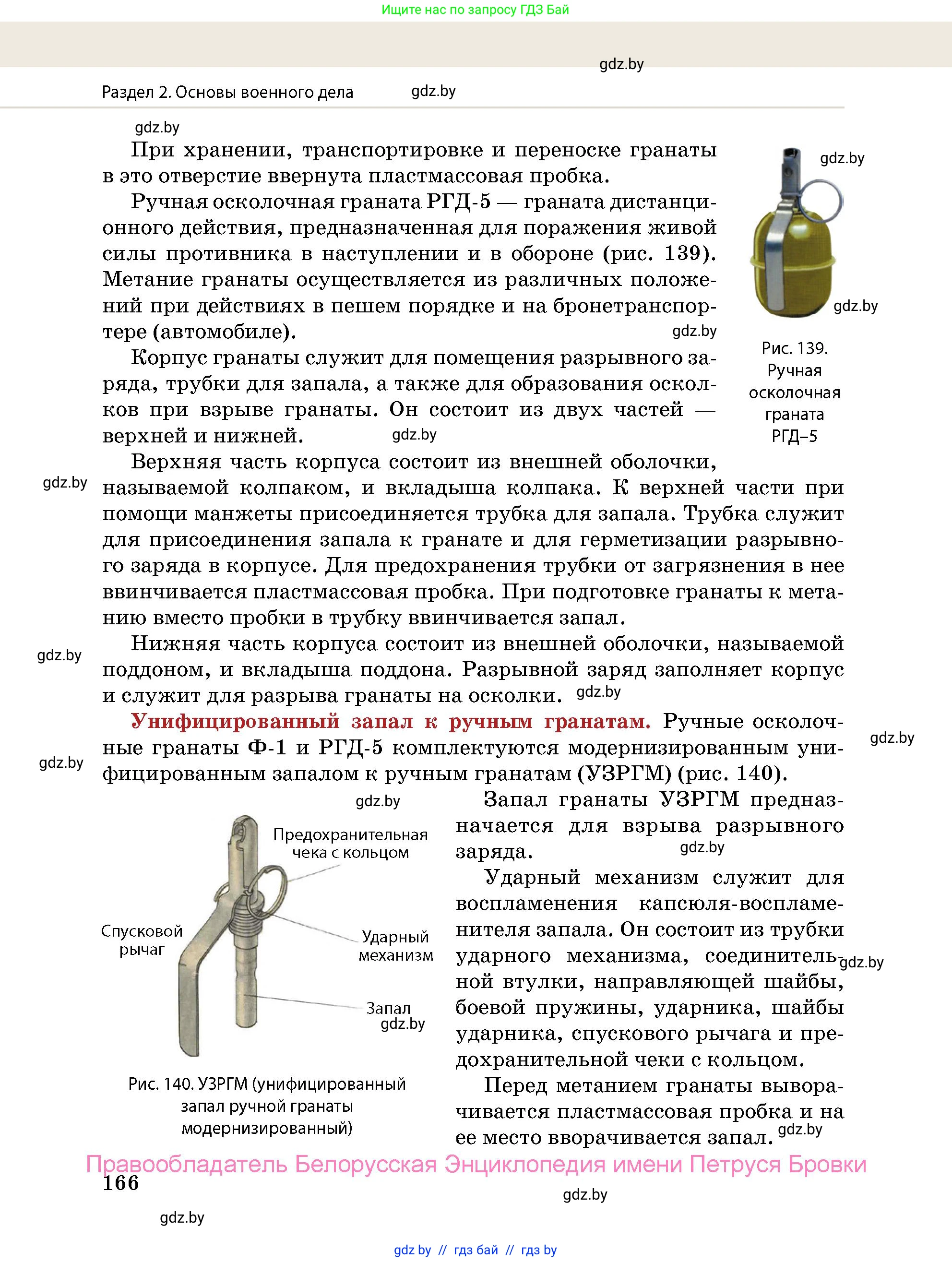 допризывная подготовка, 10-11 класс Учебник, авторы: Драгунов Вадим Валерьевич, Богдан Василий Генрихович, Городниченко Александр Николаевич, Дроговоз И Г, Кирпичев С Н, Мирончук С П, Павлющик А А, Ржеутский Л Я, Савчанчик С А, Стринкевич А Л, Хатешев Н С, Шелудков И Г, Шуканов С В, издательство Белорусская Энциклопедия имени Петруся Бровки, Минск, 2019, страница 166