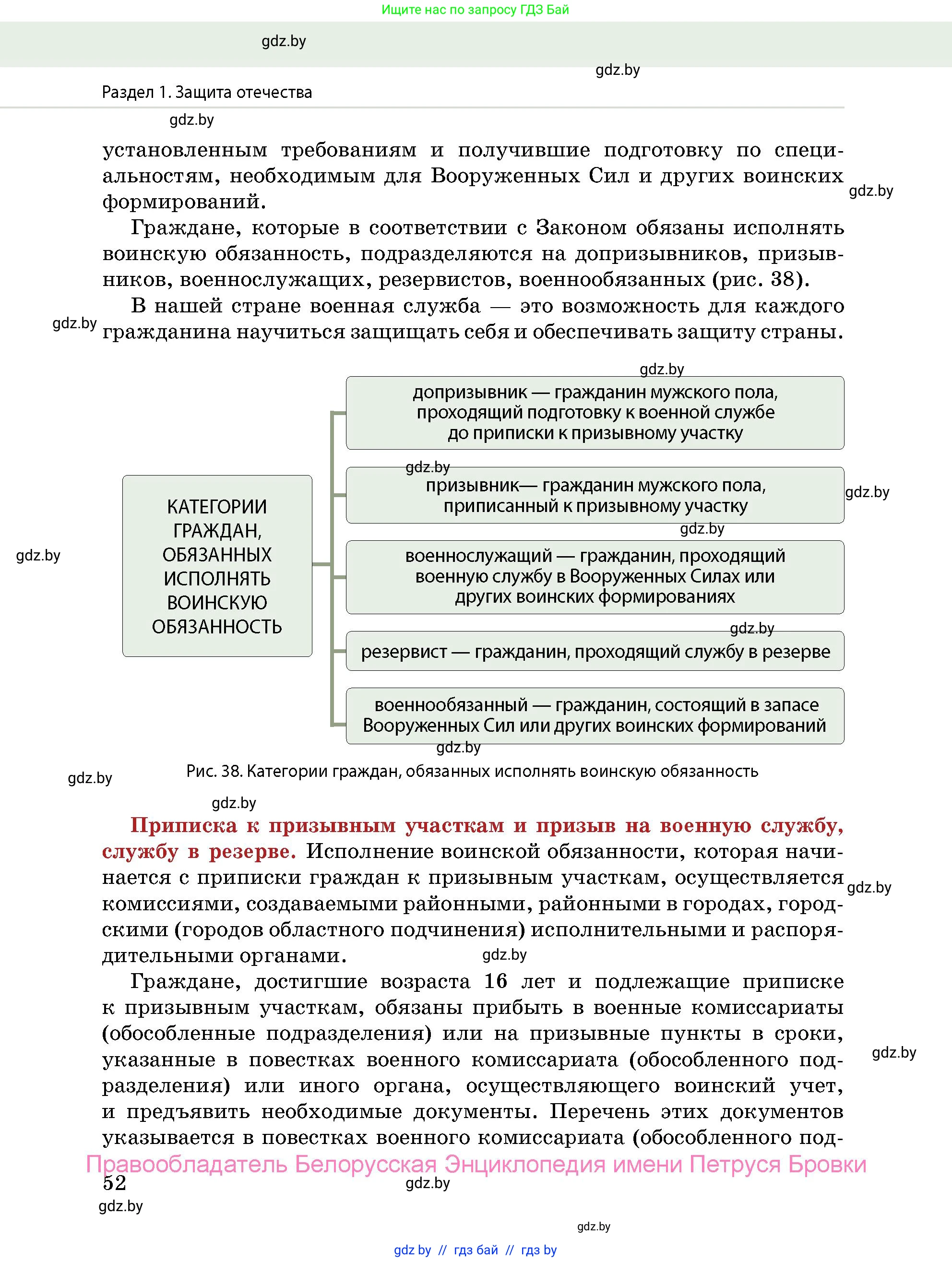 допризывная подготовка, 10-11 класс Учебник, авторы: Драгунов Вадим Валерьевич, Богдан Василий Генрихович, Городниченко Александр Николаевич, Дроговоз И Г, Кирпичев С Н, Мирончук С П, Павлющик А А, Ржеутский Л Я, Савчанчик С А, Стринкевич А Л, Хатешев Н С, Шелудков И Г, Шуканов С В, издательство Белорусская Энциклопедия имени Петруся Бровки, Минск, 2019, страница 52