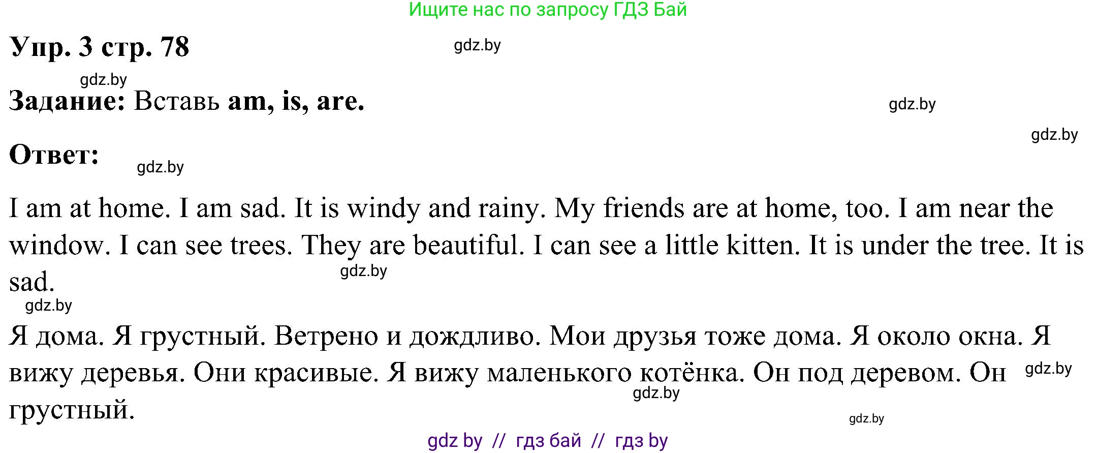Английский язык (english), 3 класс практикум (activity book ), авторы: Лапицкая Людмила Михайловна (Lapitskaya Ludmila), Калишевич Алла Ивановна, Севрюкова Татьяна Юрьевна, Седунова Наталья Михайловна (Sedunova Natalia), издательство Аверсэв, Минск, 2023, зелёного цвета, Часть 2, страница 78, номер 3, Решение