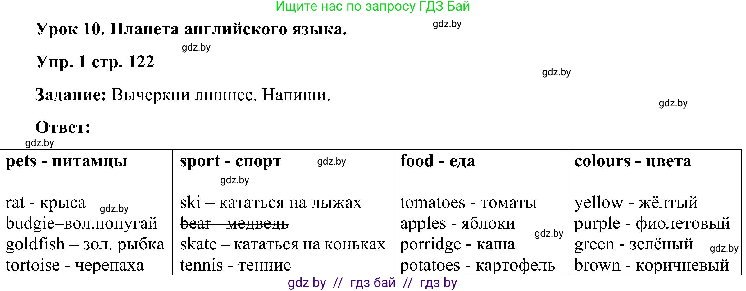 Английский язык (english), 3 класс практикум (activity book ), авторы: Лапицкая Людмила Михайловна (Lapitskaya Ludmila), Калишевич Алла Ивановна, Севрюкова Татьяна Юрьевна, Седунова Наталья Михайловна (Sedunova Natalia), издательство Аверсэв, Минск, 2023, зелёного цвета, Часть 2, страница 122, номер 1, Решение