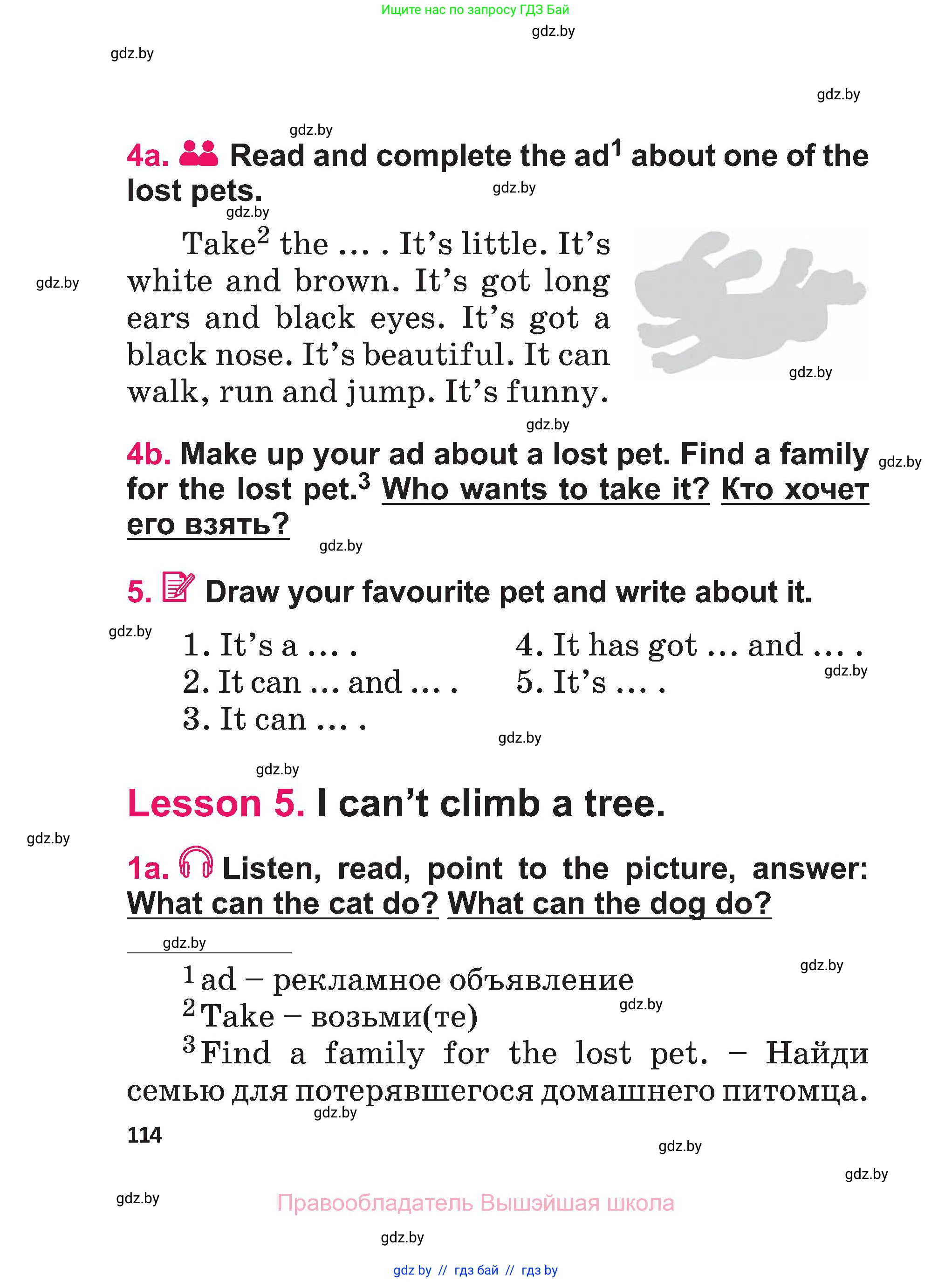 Английский язык (english), 3 класс Учебник, авторы: Лапицкая Людмила Михайловна (Lapitskaya Ludmila), Калишевич Алла Ивановна, Севрюкова Татьяна Юрьевна, Седунова Наталья Михайловна (Sedunova Natalia), издательство Вышэйшая школа, Минск, 2023, Часть 1, страница 114