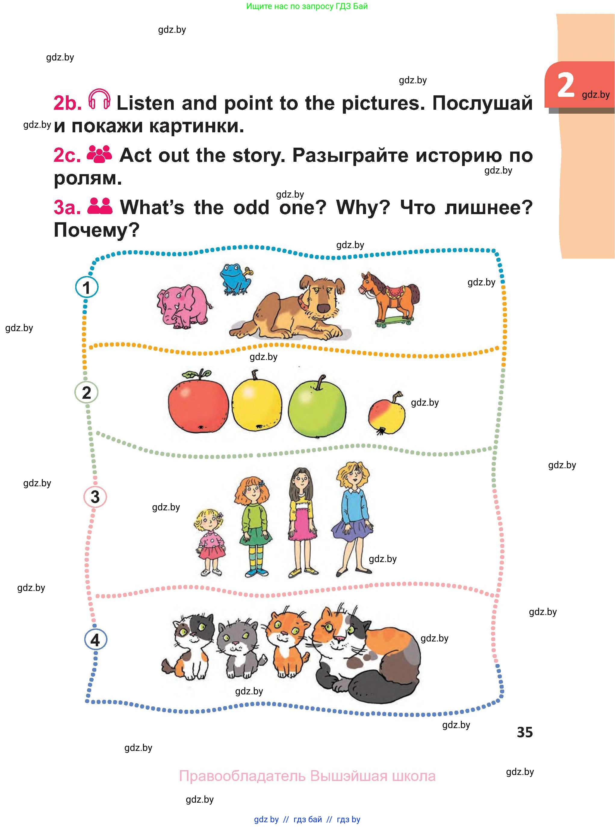 Английский язык (english), 3 класс Учебник, авторы: Лапицкая Людмила Михайловна (Lapitskaya Ludmila), Калишевич Алла Ивановна, Севрюкова Татьяна Юрьевна, Седунова Наталья Михайловна (Sedunova Natalia), издательство Вышэйшая школа, Минск, 2023, Часть 1, страница 35