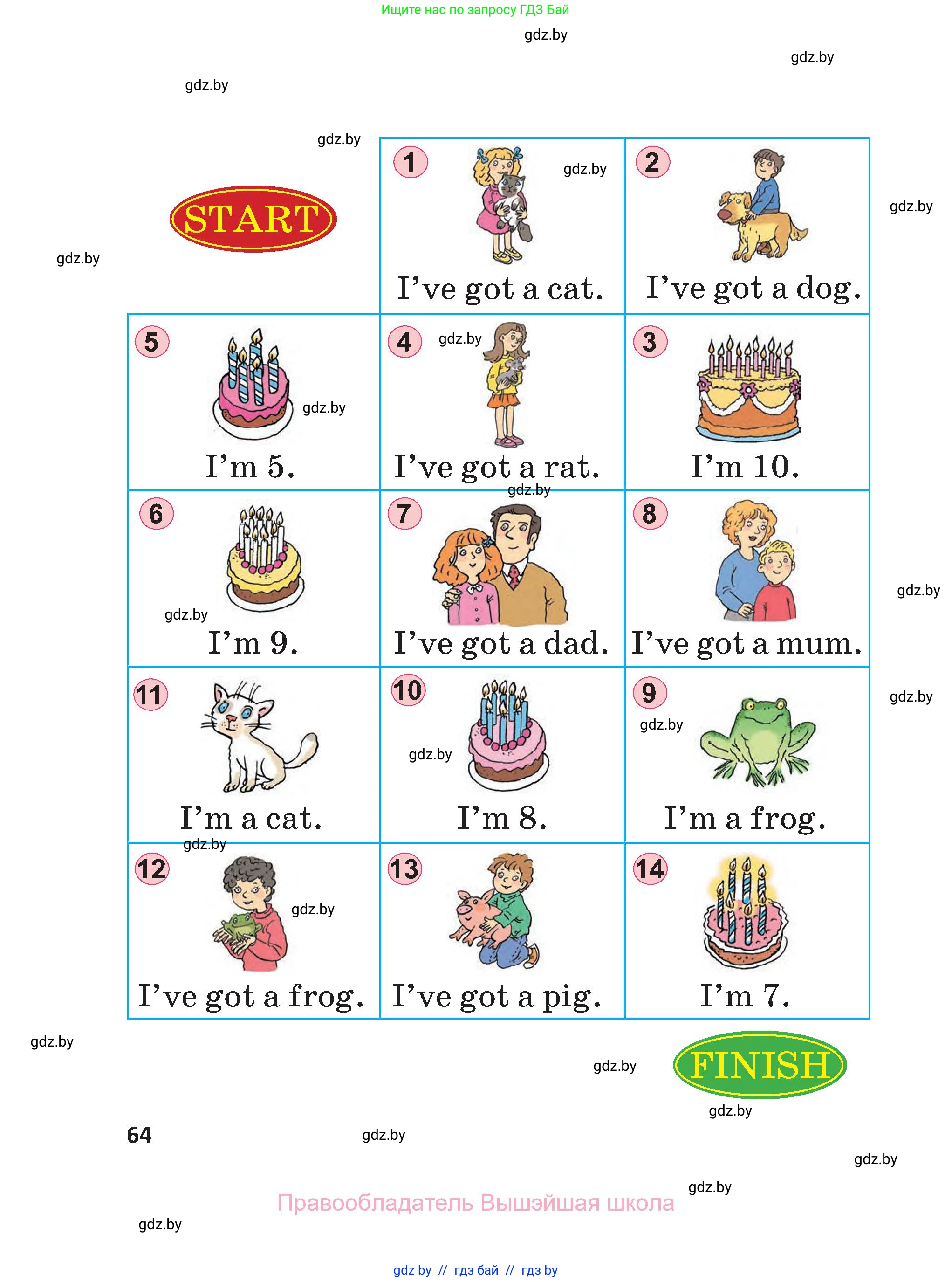 Английский язык (english), 3 класс Учебник, авторы: Лапицкая Людмила Михайловна (Lapitskaya Ludmila), Калишевич Алла Ивановна, Севрюкова Татьяна Юрьевна, Седунова Наталья Михайловна (Sedunova Natalia), издательство Вышэйшая школа, Минск, 2023, Часть 2, страница 64