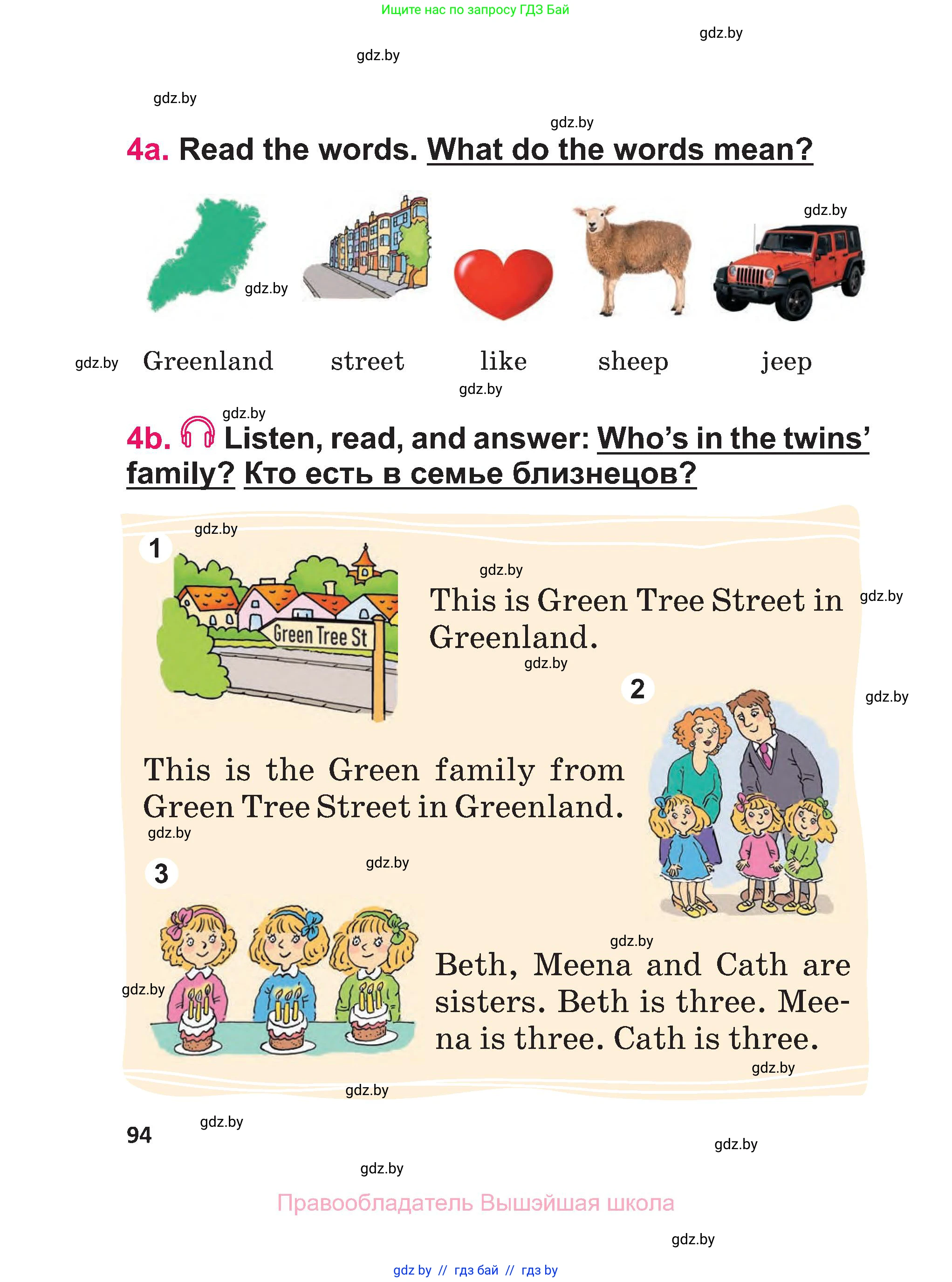 Английский язык (english), 3 класс Учебник, авторы: Лапицкая Людмила Михайловна (Lapitskaya Ludmila), Калишевич Алла Ивановна, Севрюкова Татьяна Юрьевна, Седунова Наталья Михайловна (Sedunova Natalia), издательство Вышэйшая школа, Минск, 2023, Часть 1, страница 94