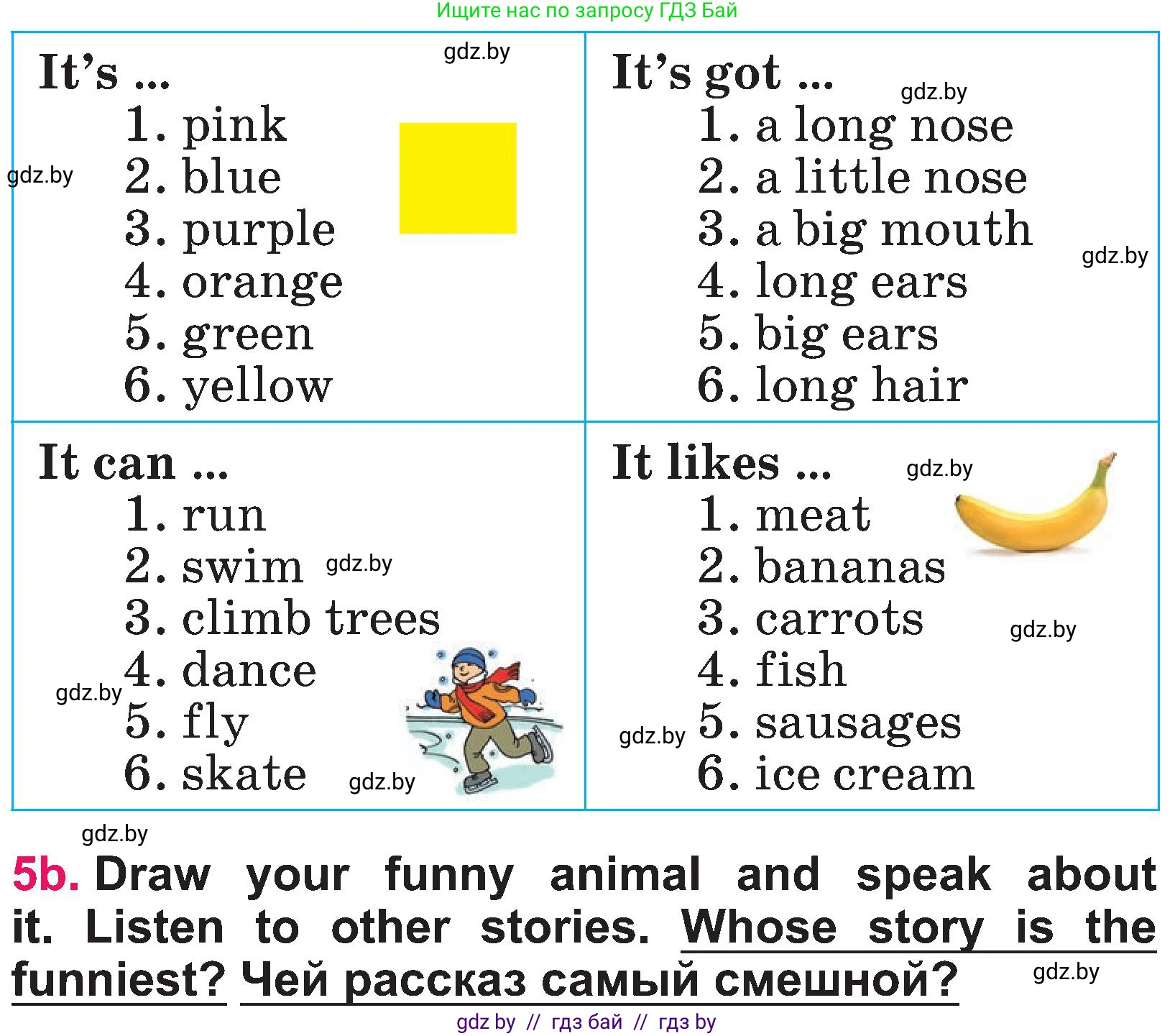 Английский язык (english), 3 класс Учебник, авторы: Лапицкая Людмила Михайловна (Lapitskaya Ludmila), Калишевич Алла Ивановна, Севрюкова Татьяна Юрьевна, Седунова Наталья Михайловна (Sedunova Natalia), издательство Вышэйшая школа, Минск, 2023, Часть 2, страница 123, номер 5, Условие (продолжение 2)