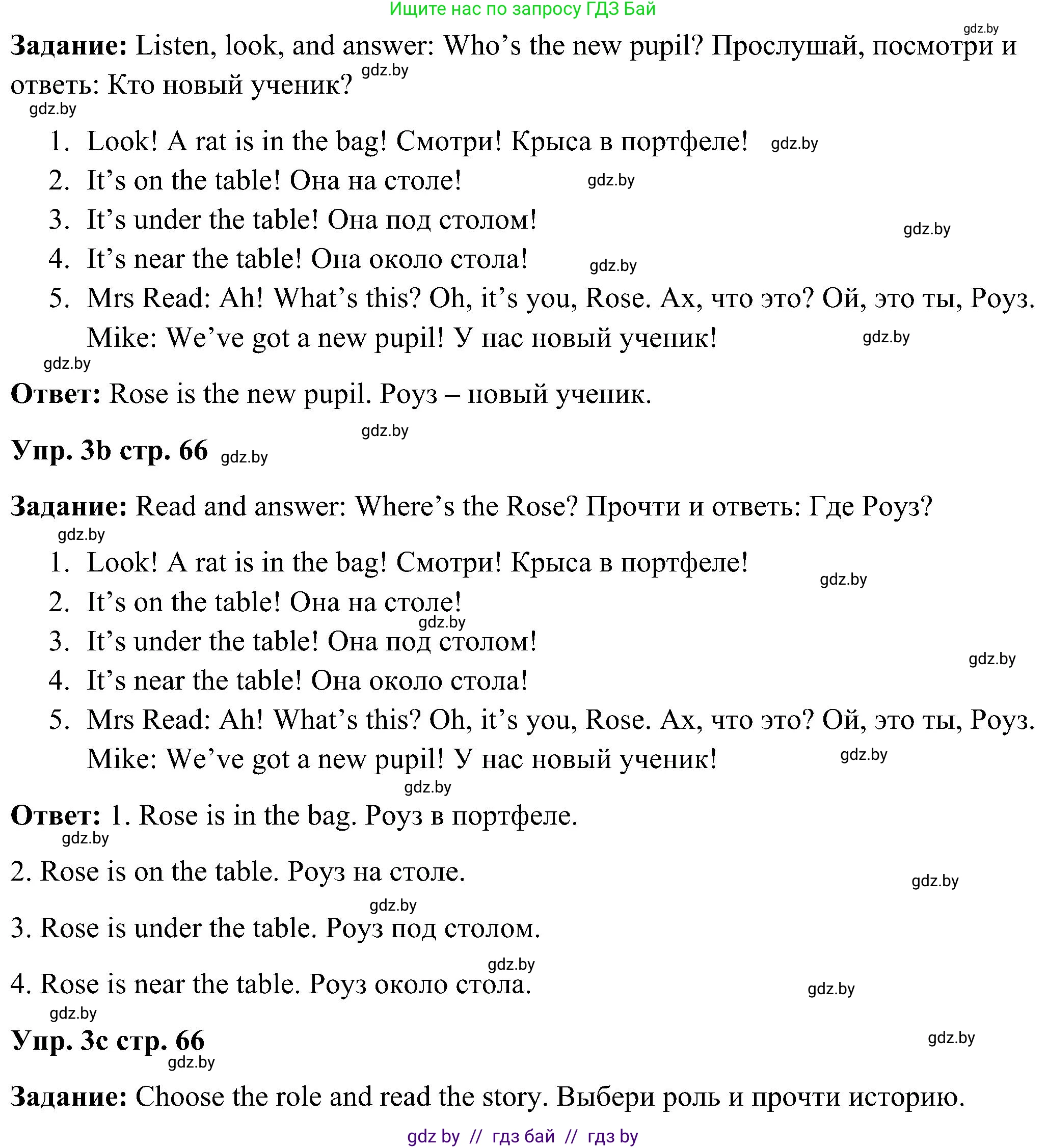 Английский язык (english), 3 класс Учебник, авторы: Лапицкая Людмила Михайловна (Lapitskaya Ludmila), Калишевич Алла Ивановна, Севрюкова Татьяна Юрьевна, Седунова Наталья Михайловна (Sedunova Natalia), издательство Вышэйшая школа, Минск, 2023, Часть 2, страница 66, номер 3, Решение