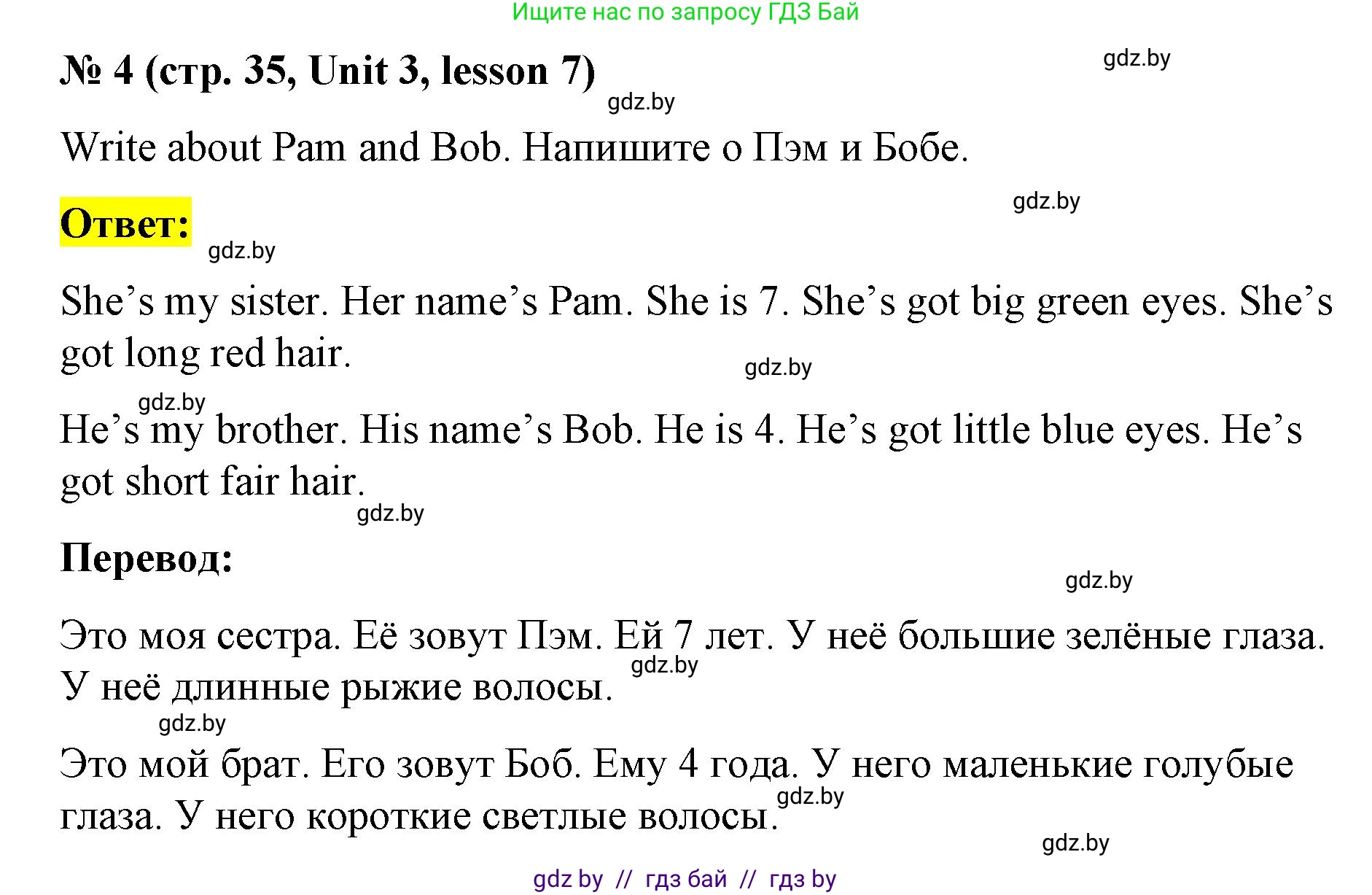 Английский язык (english), 3 класс практикум по грамматике (grammar), автор: Севрюкова Татьяна Юрьевна, издательство Аверсэв, Минск, 2023, салатового цвета, страница 35, номер 4, Решение
