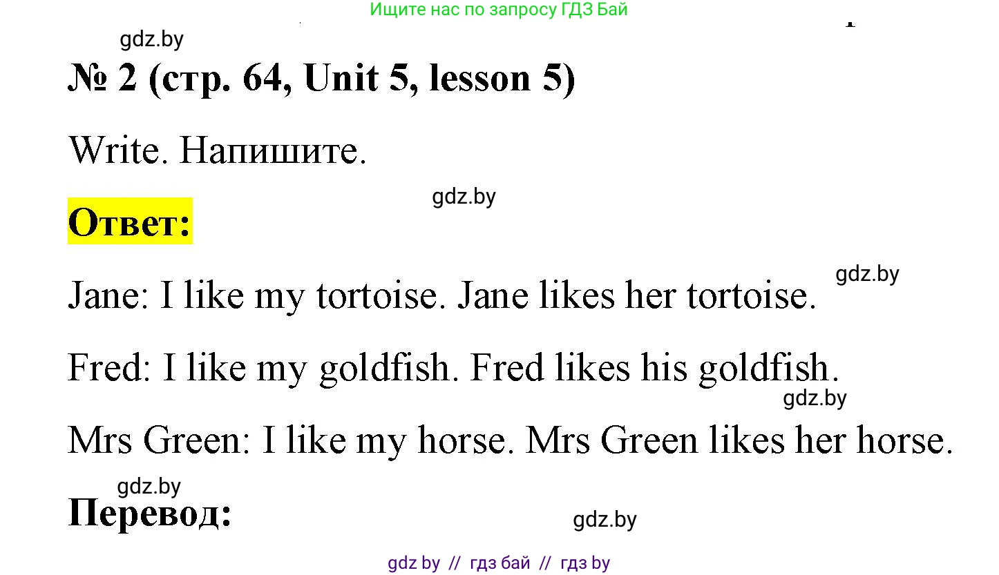 Английский язык (english), 3 класс практикум по грамматике (grammar), автор: Севрюкова Татьяна Юрьевна, издательство Аверсэв, Минск, 2023, салатового цвета, страница 64, номер 2, Решение