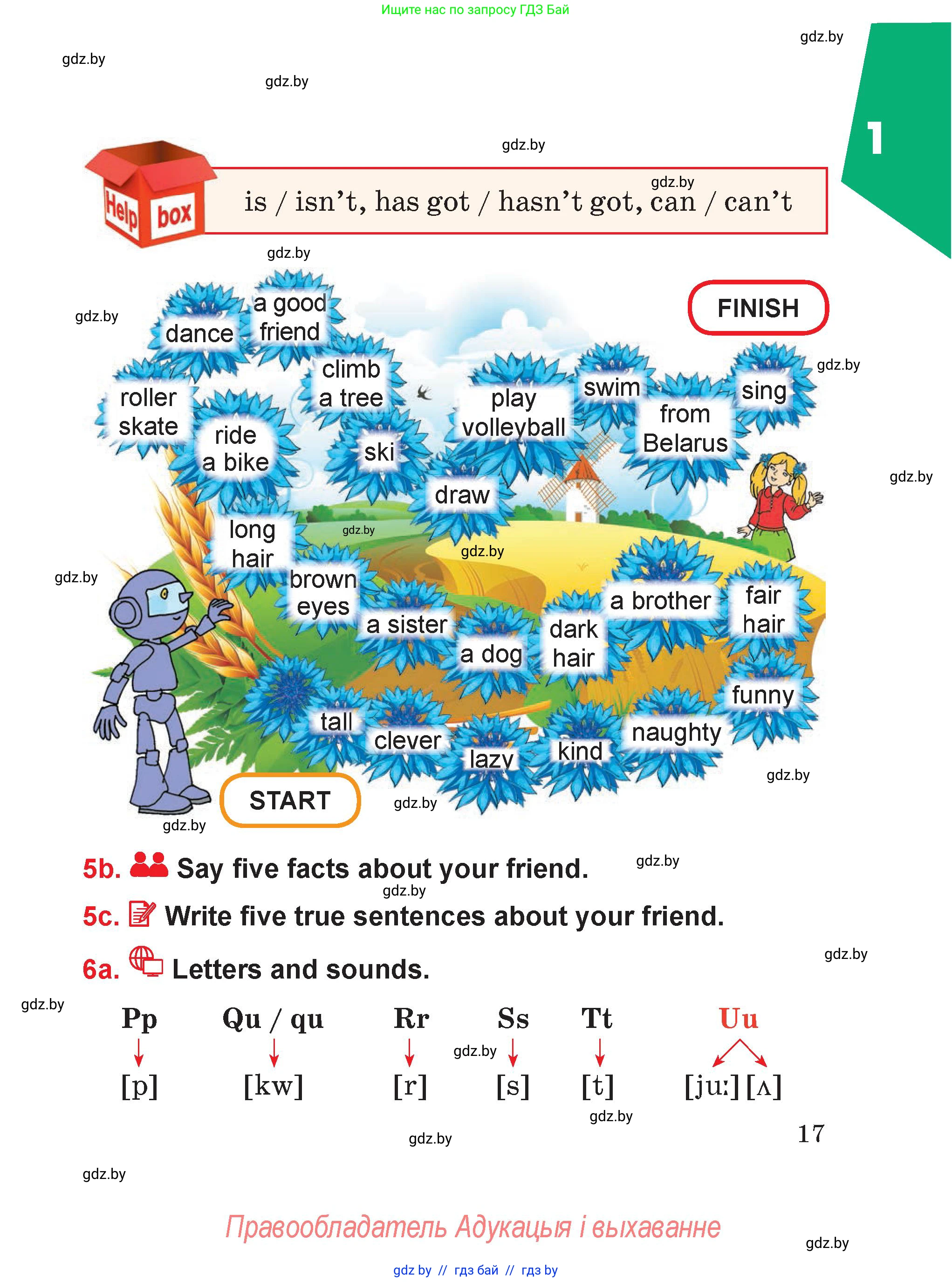 Английский язык (english), 4 класс Учебник (Student's book), авторы: Лапицкая Людмила Михайловна (Lapitskaya Ludmila), Седунова Наталья Михайловна (Sedunova Natalia), издательство Адукацыя i выхаванне, Минск, 2024, бирюзового цвета, Часть ( Part) 1, страница 17