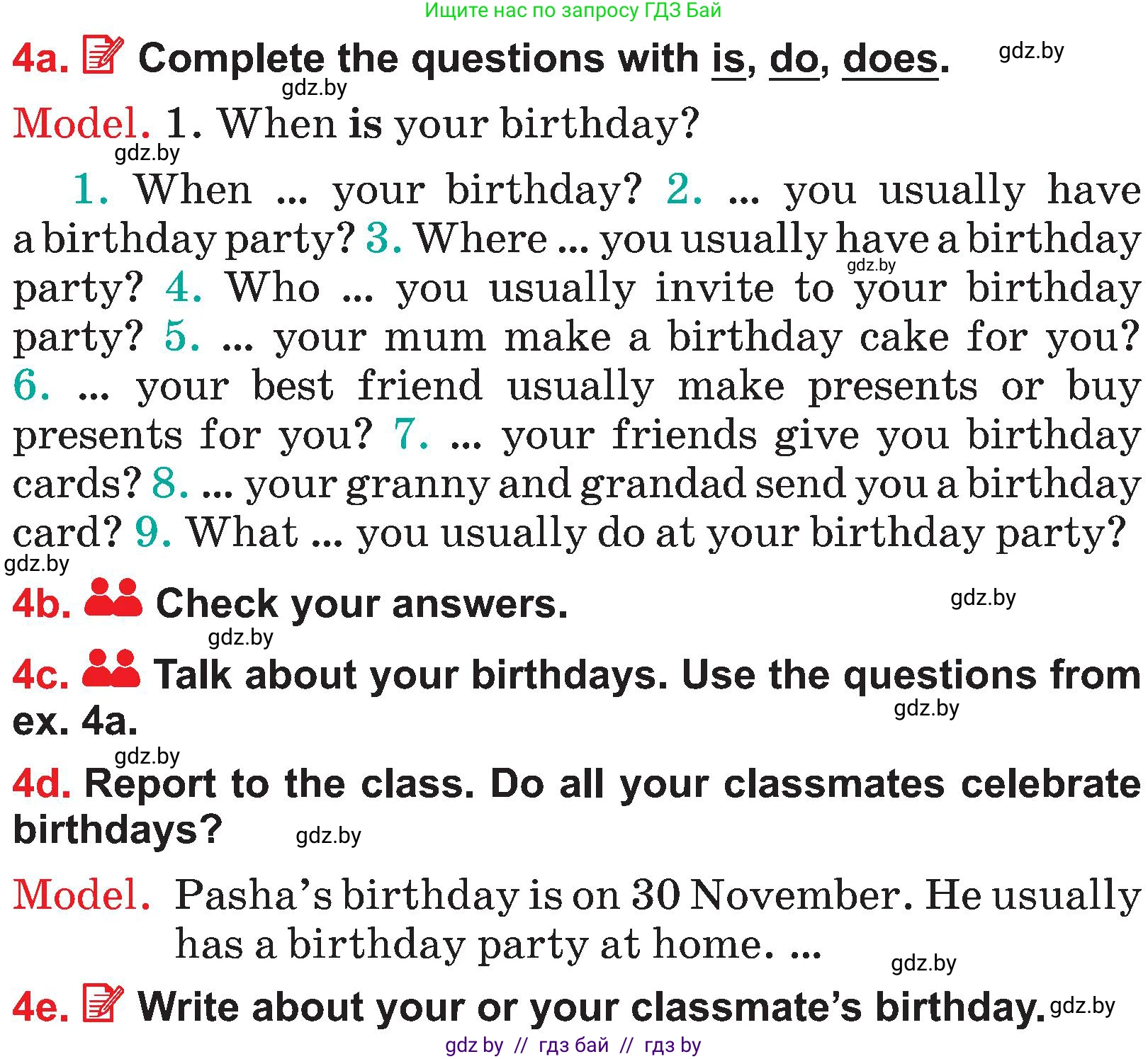 Английский язык (english), 4 класс Учебник (Student's book), авторы: Лапицкая Людмила Михайловна (Lapitskaya Ludmila), Седунова Наталья Михайловна (Sedunova Natalia), издательство Адукацыя i выхаванне, Минск, 2024, бирюзового цвета, Часть ( Part) 2, страница 129, номер 4, Условие