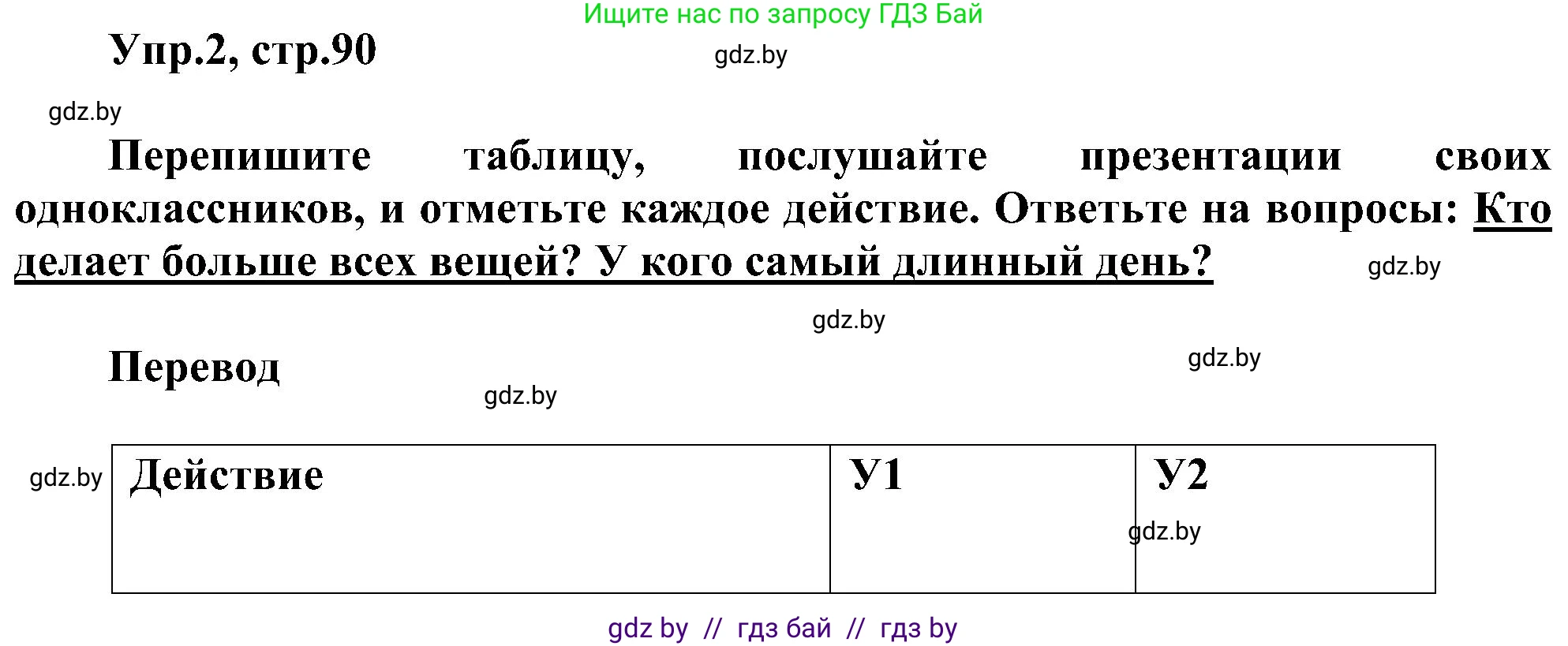 Английский язык (english), 4 класс Учебник (Student's book), авторы: Лапицкая Людмила Михайловна (Lapitskaya Ludmila), Седунова Наталья Михайловна (Sedunova Natalia), издательство Адукацыя i выхаванне, Минск, 2024, бирюзового цвета, Часть ( Part) 1, страница 90, номер 2, Решение 1