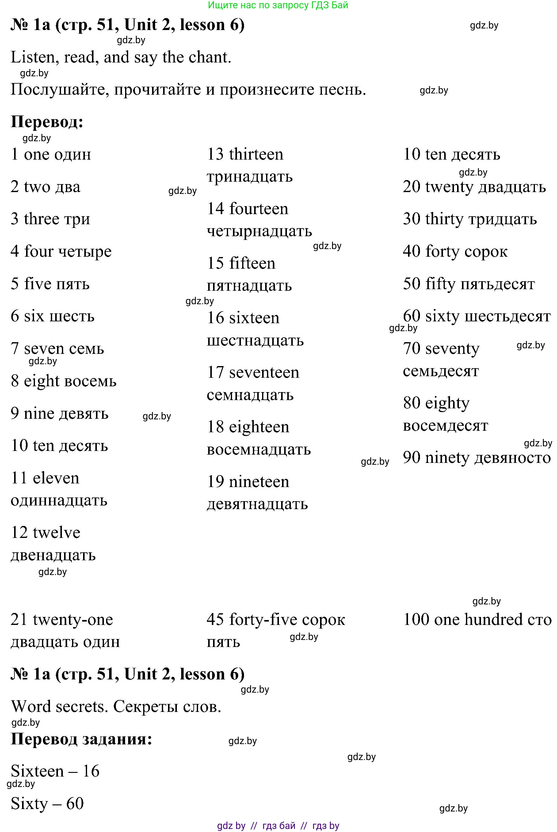 Английский язык (english), 4 класс Учебник (Student's book), авторы: Лапицкая Людмила Михайловна (Lapitskaya Ludmila), Седунова Наталья Михайловна (Sedunova Natalia), издательство Адукацыя i выхаванне, Минск, 2024, бирюзового цвета, Часть ( Part) 1, страница 51, номер 1, Решение 2