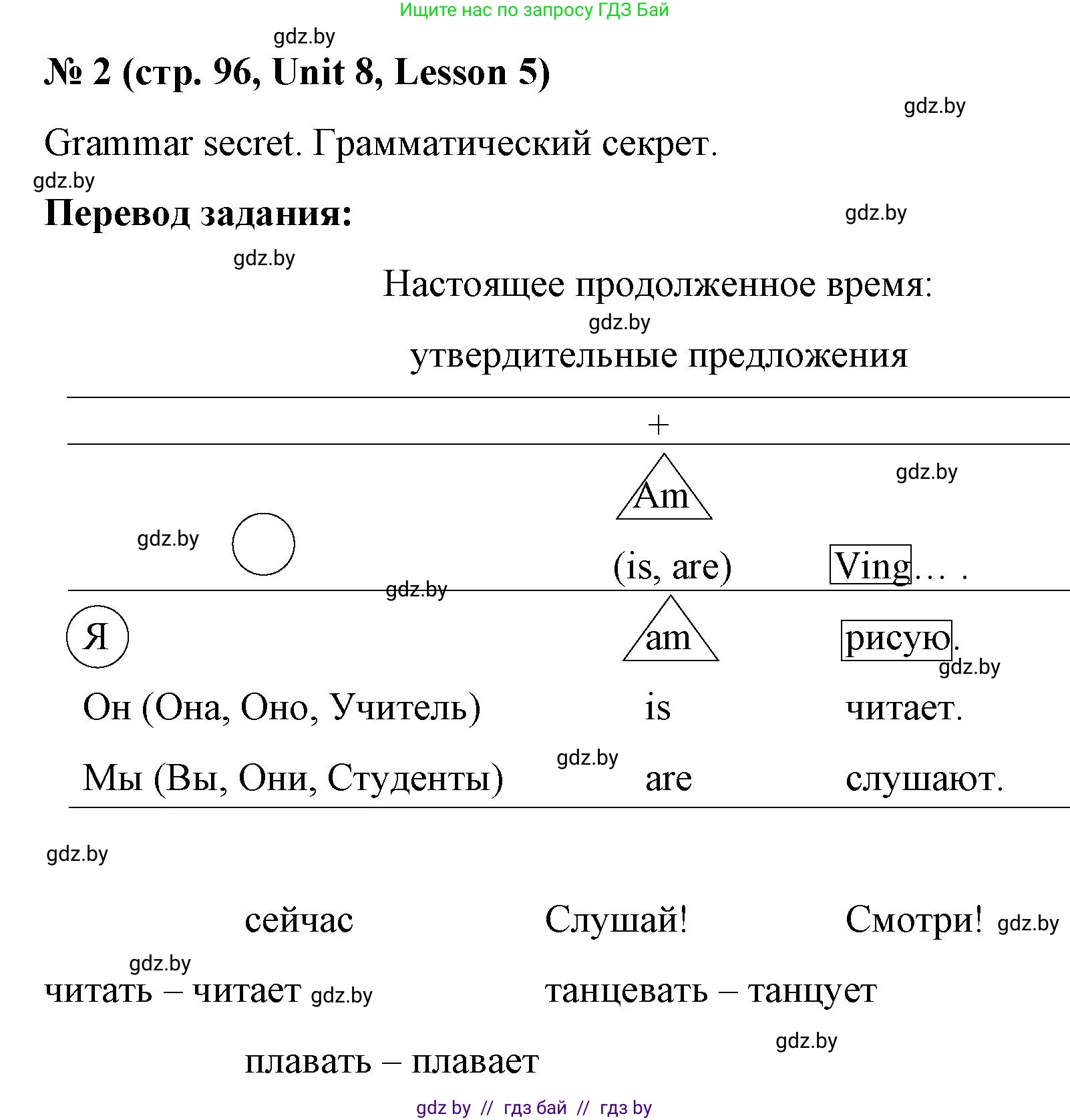 Английский язык (english), 4 класс Учебник (Student's book), авторы: Лапицкая Людмила Михайловна (Lapitskaya Ludmila), Седунова Наталья Михайловна (Sedunova Natalia), издательство Адукацыя i выхаванне, Минск, 2024, бирюзового цвета, Часть ( Part) 2, страница 96, номер 2, Решение 2