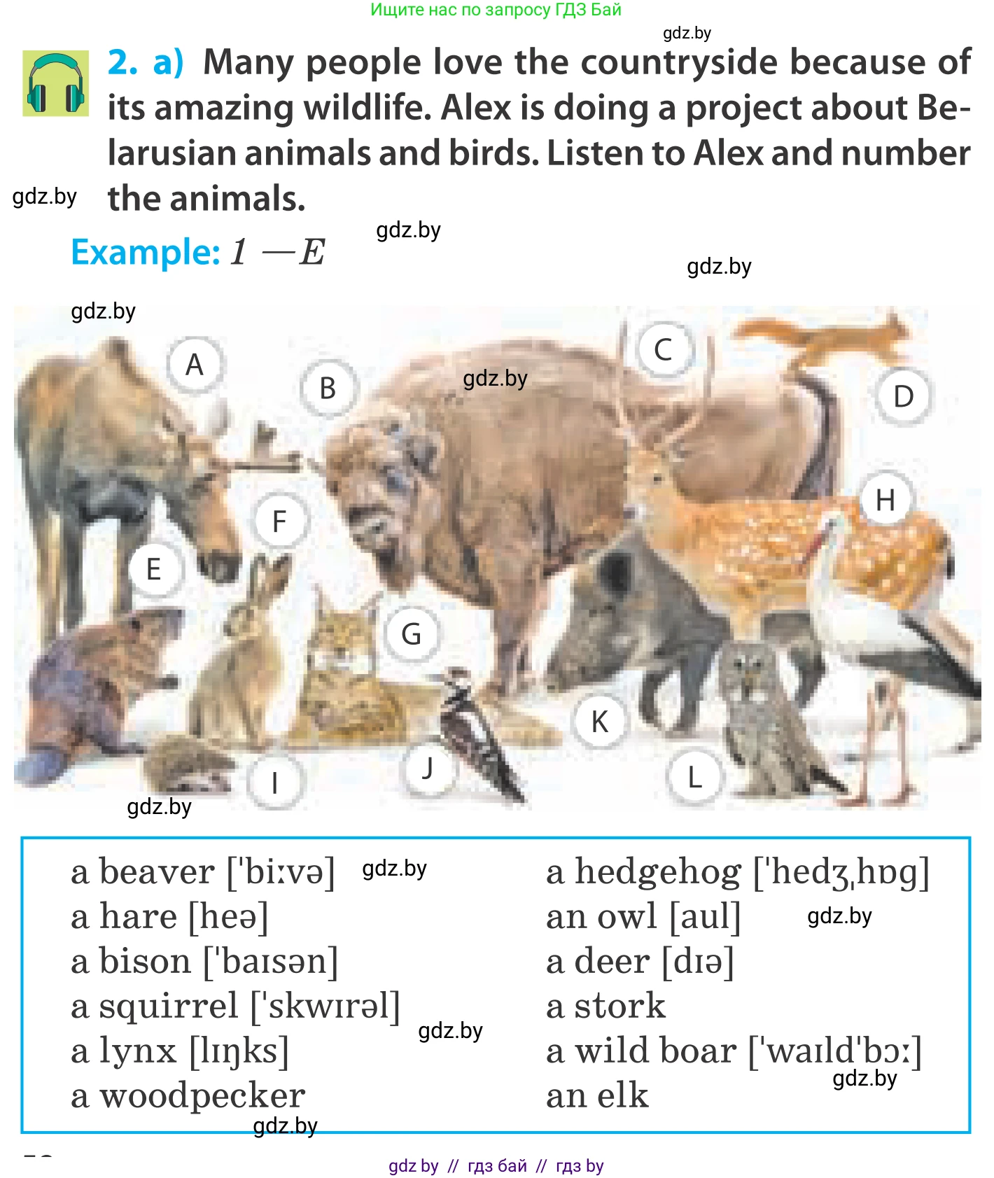 Английский язык (english), 5 класс Учебник, авторы: Демченко Наталья Валентиновна, Севрюкова Татьяна Юрьевна, Наумова Елена Георгиевна, Юхнель Наталья Валентиновна, Лапицкая Людмила Михайловна (Lapitskaya Ludmila), издательство Адукацыя i выхаванне, Минск, 2017, Часть ( Part) 2, страница 58, номер 2, Условие