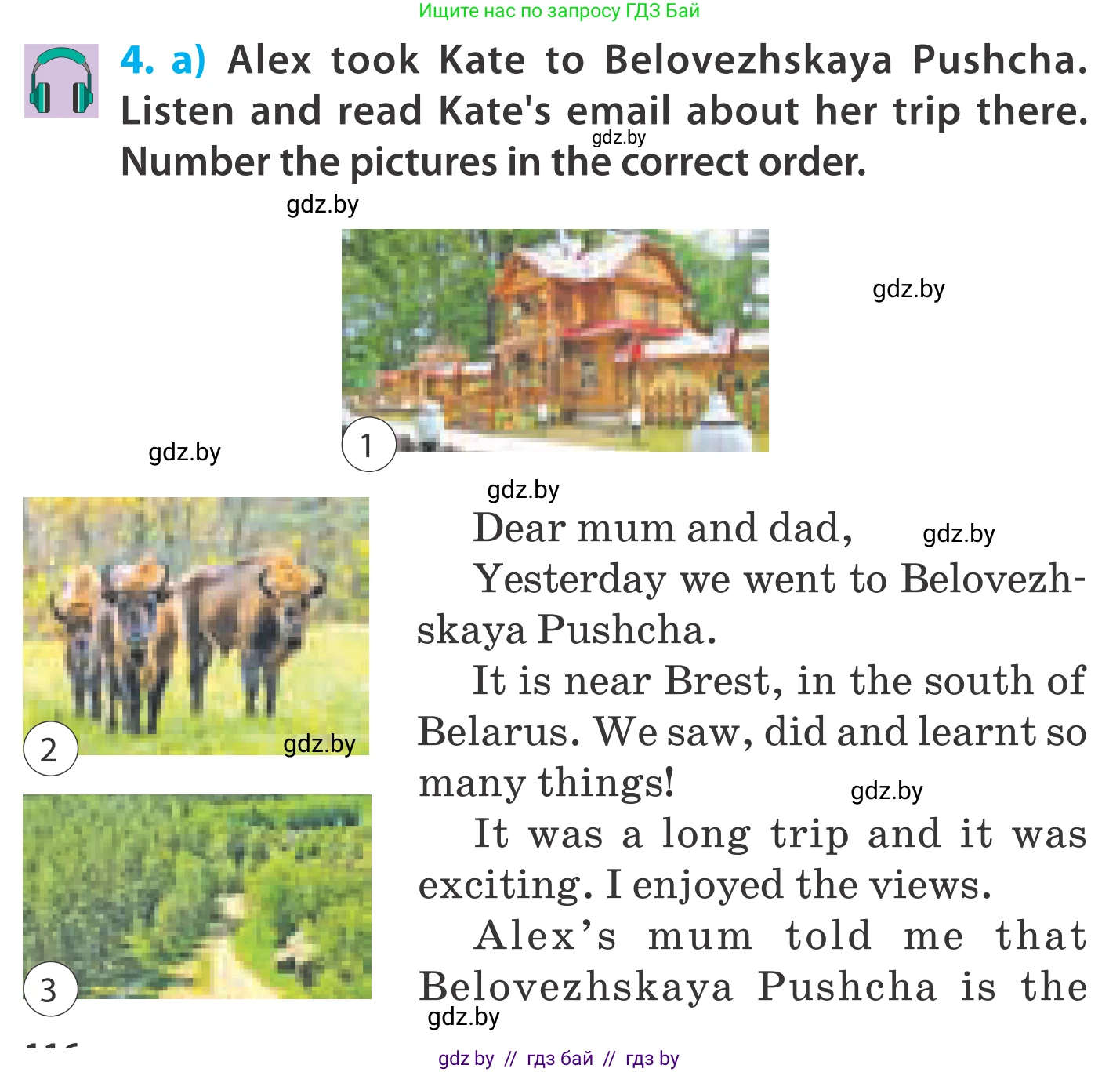 Английский язык (english), 5 класс Учебник, авторы: Демченко Наталья Валентиновна, Севрюкова Татьяна Юрьевна, Наумова Елена Георгиевна, Юхнель Наталья Валентиновна, Лапицкая Людмила Михайловна (Lapitskaya Ludmila), издательство Адукацыя i выхаванне, Минск, 2017, Часть ( Part) 2, страница 116, номер 4, Условие