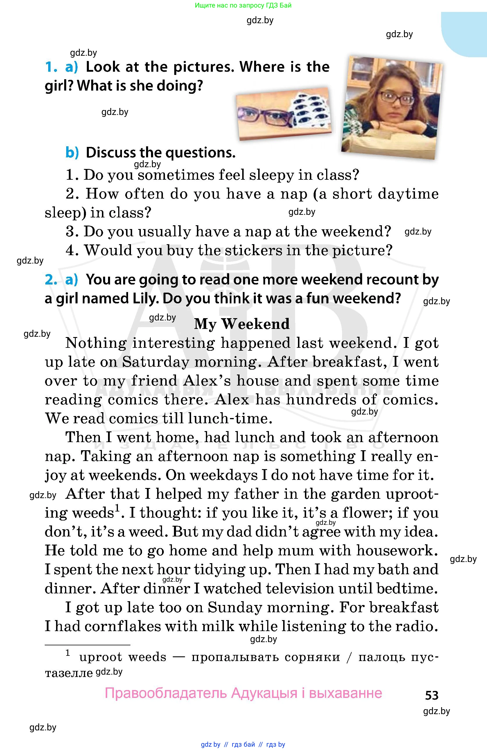 Английский язык (english), 5 класс Учебник, авторы: Демченко Наталья Валентиновна, Севрюкова Татьяна Юрьевна, Наумова Елена Георгиевна, Юхнель Наталья Валентиновна, Лапицкая Людмила Михайловна (Lapitskaya Ludmila), издательство Адукацыя i выхаванне, Минск, 2017, Часть ( Part) 1, страница 53