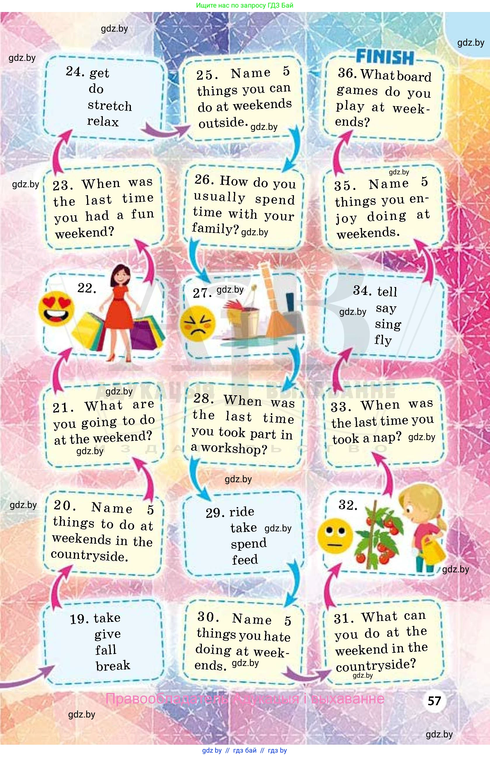 Английский язык (english), 5 класс Учебник, авторы: Демченко Наталья Валентиновна, Севрюкова Татьяна Юрьевна, Наумова Елена Георгиевна, Юхнель Наталья Валентиновна, Лапицкая Людмила Михайловна (Lapitskaya Ludmila), издательство Адукацыя i выхаванне, Минск, 2017, Часть ( Part) 2, страница 57