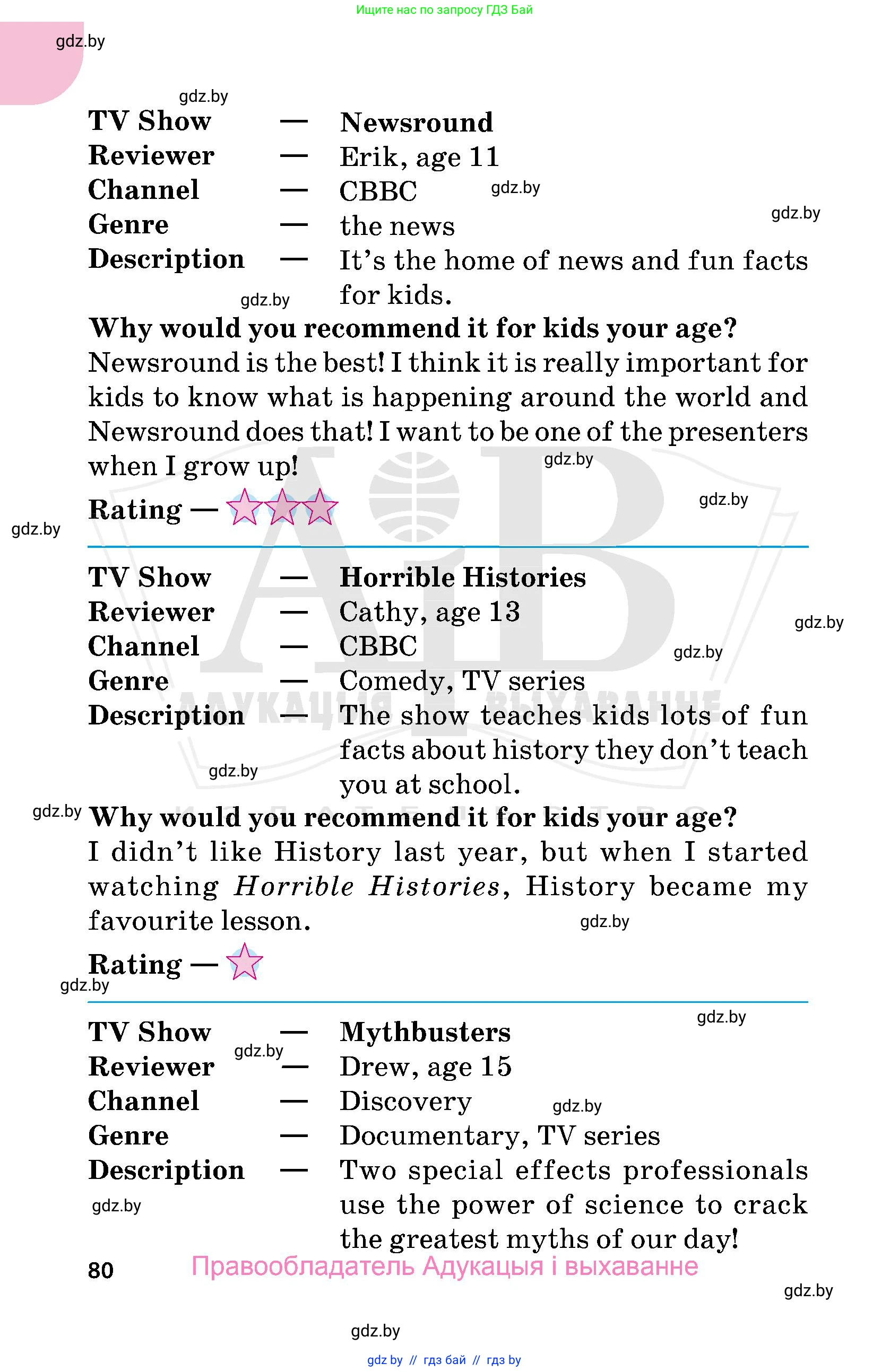 Английский язык (english), 5 класс Учебник, авторы: Демченко Наталья Валентиновна, Севрюкова Татьяна Юрьевна, Наумова Елена Георгиевна, Юхнель Наталья Валентиновна, Лапицкая Людмила Михайловна (Lapitskaya Ludmila), издательство Адукацыя i выхаванне, Минск, 2017, Часть ( Part) 2, страница 80