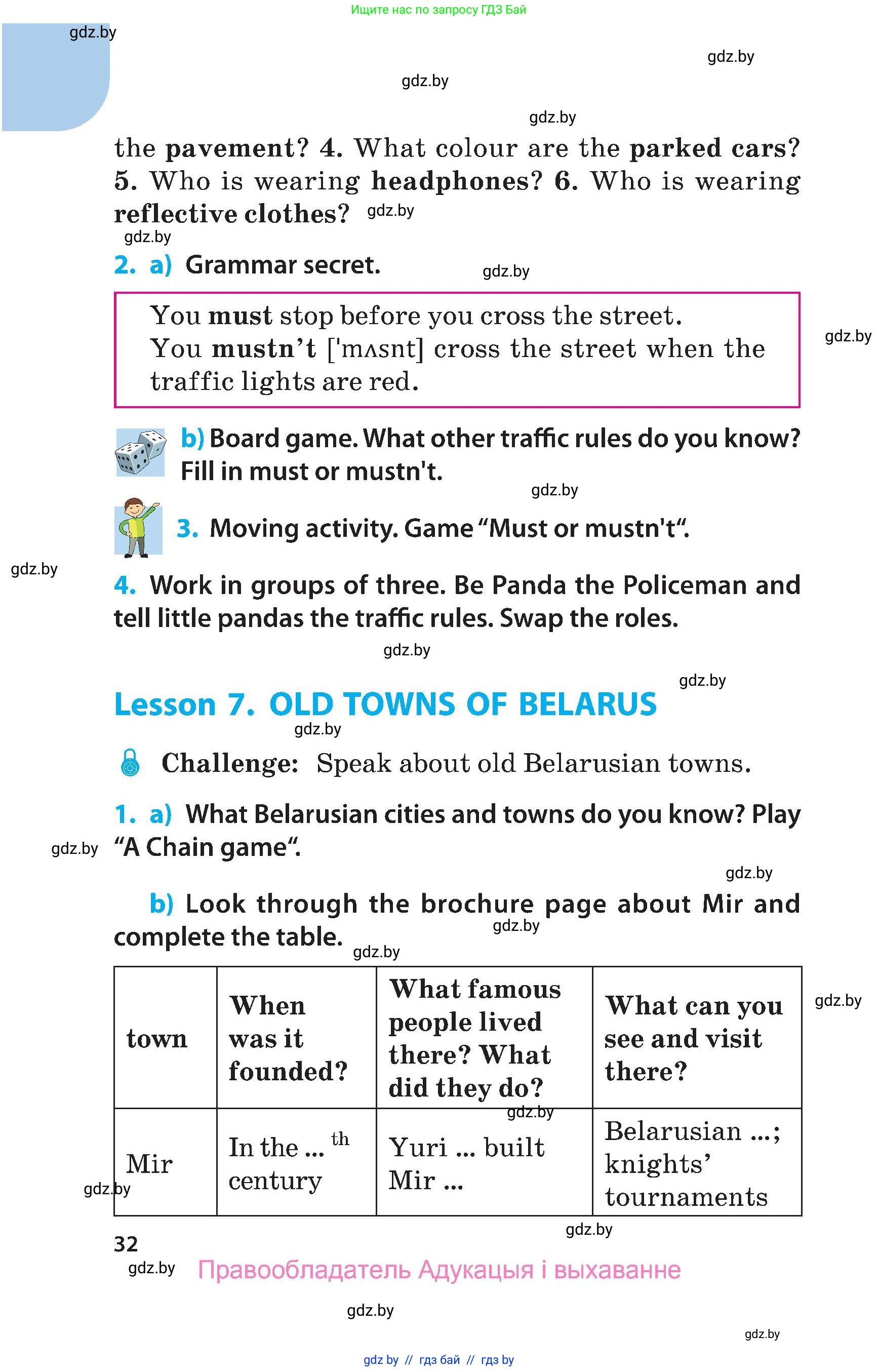 Английский язык (english), 5 класс Учебник, авторы: Демченко Наталья Валентиновна, Севрюкова Татьяна Юрьевна, Наумова Елена Георгиевна, Юхнель Наталья Валентиновна, Лапицкая Людмила Михайловна (Lapitskaya Ludmila), издательство Адукацыя i выхаванне, Минск, 2017, Часть ( Part) 1, страница 32
