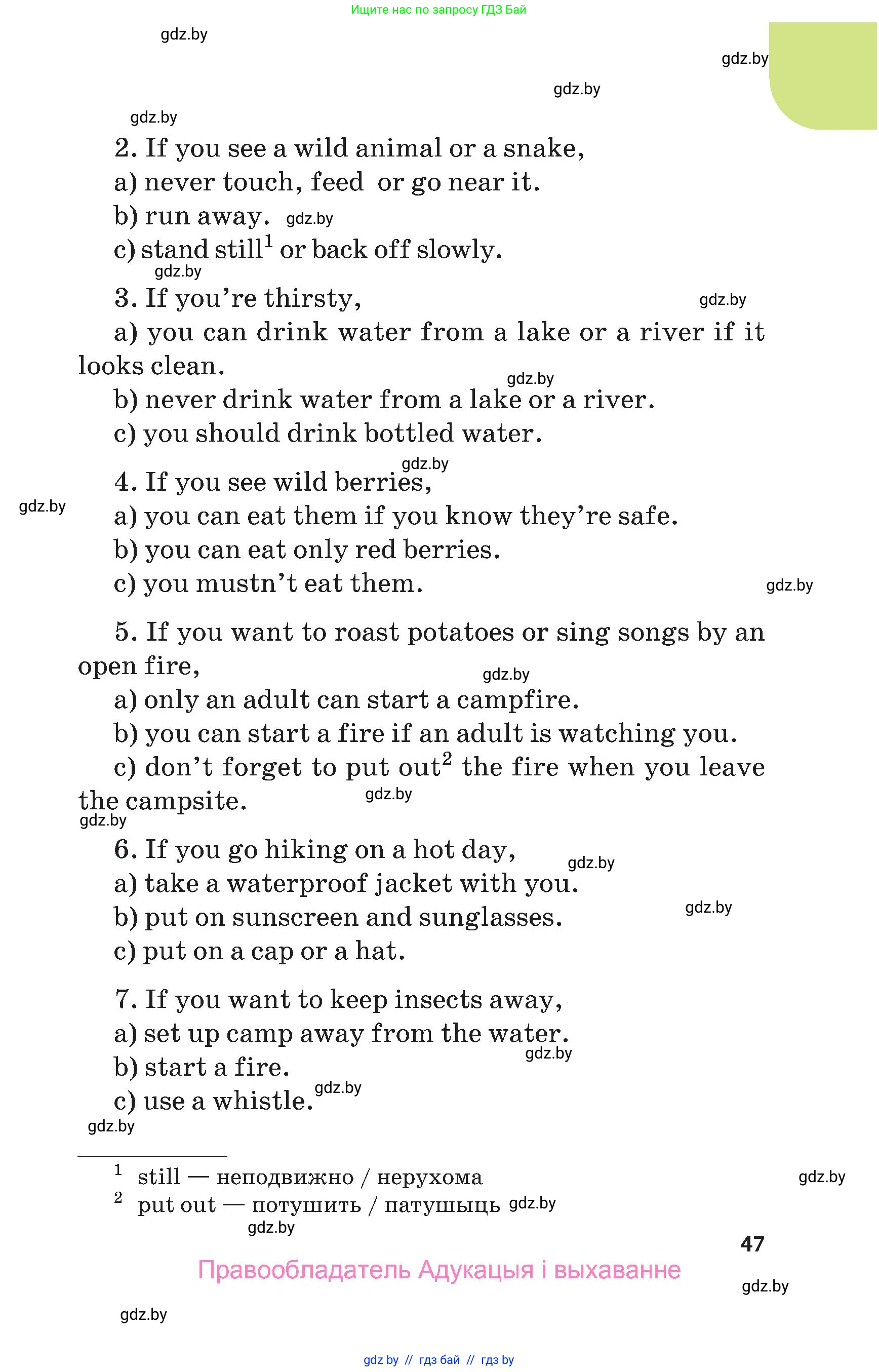 Английский язык (english), 5 класс Учебник, авторы: Демченко Наталья Валентиновна, Севрюкова Татьяна Юрьевна, Наумова Елена Георгиевна, Юхнель Наталья Валентиновна, Лапицкая Людмила Михайловна (Lapitskaya Ludmila), издательство Адукацыя i выхаванне, Минск, 2017, Часть ( Part) 1, страница 47