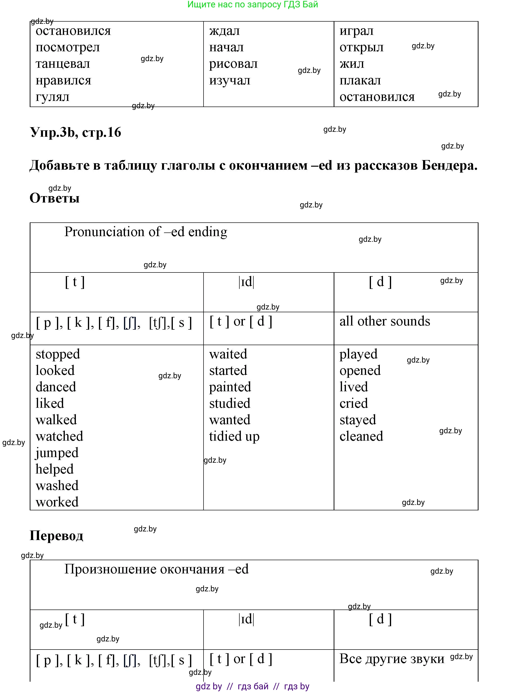 Английский язык (english), 5 класс Учебник, авторы: Демченко Наталья Валентиновна, Севрюкова Татьяна Юрьевна, Наумова Елена Георгиевна, Юхнель Наталья Валентиновна, Лапицкая Людмила Михайловна (Lapitskaya Ludmila), издательство Адукацыя i выхаванне, Минск, 2017, Часть ( Part) 1, страница 16, номер 3, Решение 1 (продолжение 2)