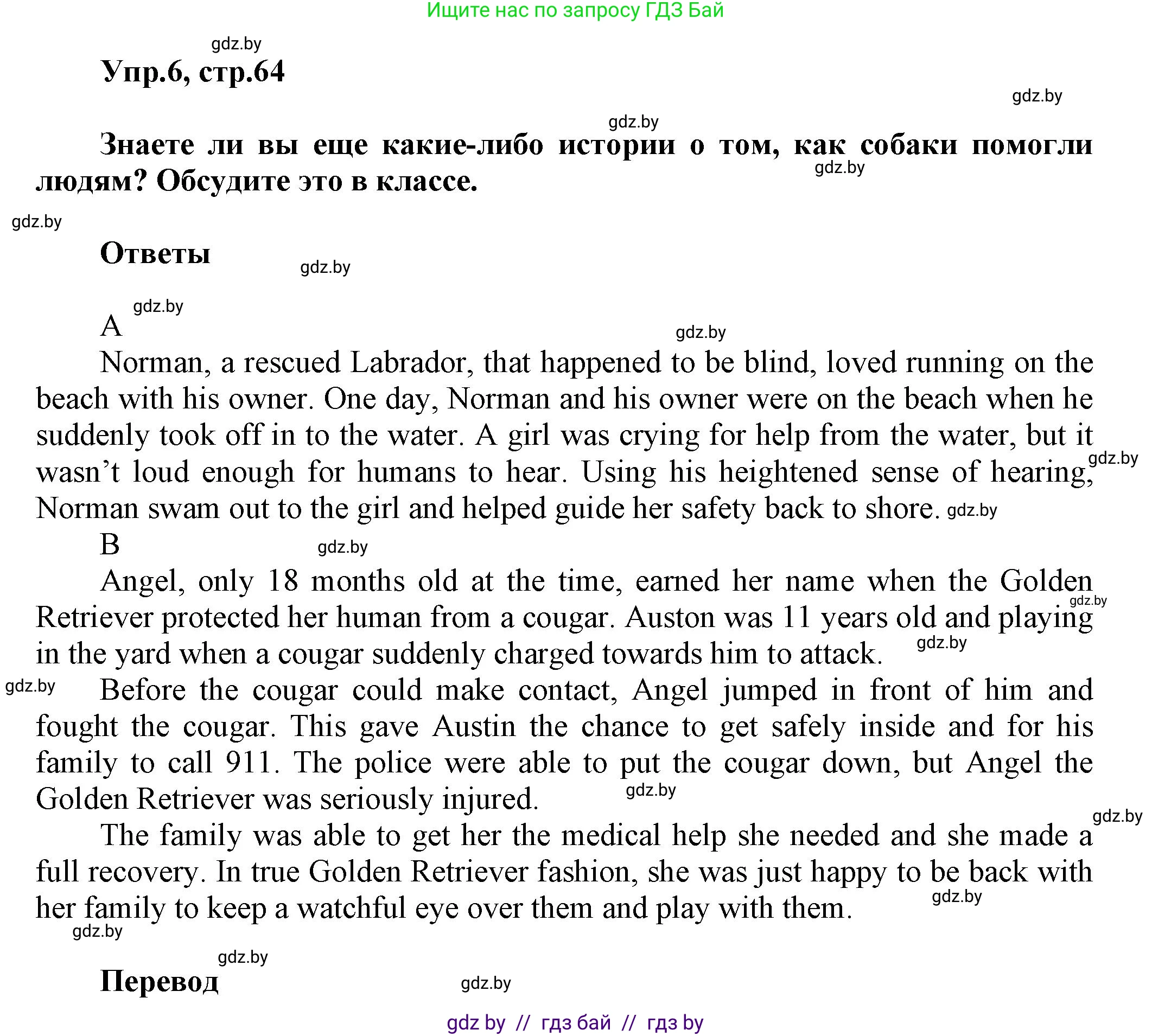Английский язык (english), 5 класс Учебник, авторы: Демченко Наталья Валентиновна, Севрюкова Татьяна Юрьевна, Наумова Елена Георгиевна, Юхнель Наталья Валентиновна, Лапицкая Людмила Михайловна (Lapitskaya Ludmila), издательство Адукацыя i выхаванне, Минск, 2017, Часть ( Part) 1, страница 64, номер 6, Решение 1