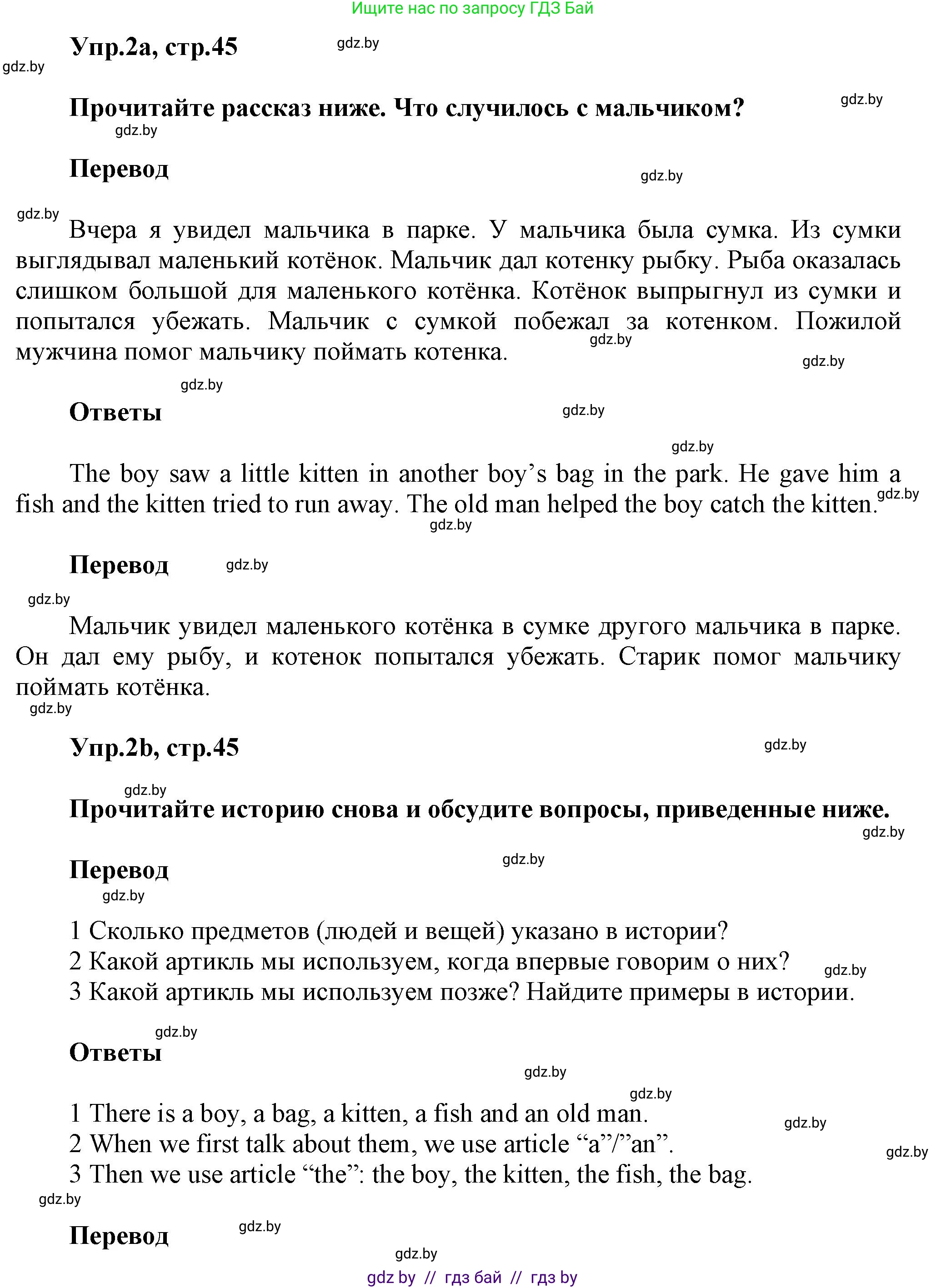 Английский язык (english), 5 класс Учебник, авторы: Демченко Наталья Валентиновна, Севрюкова Татьяна Юрьевна, Наумова Елена Георгиевна, Юхнель Наталья Валентиновна, Лапицкая Людмила Михайловна (Lapitskaya Ludmila), издательство Адукацыя i выхаванне, Минск, 2017, Часть ( Part) 1, страница 45, номер 2, Решение 1