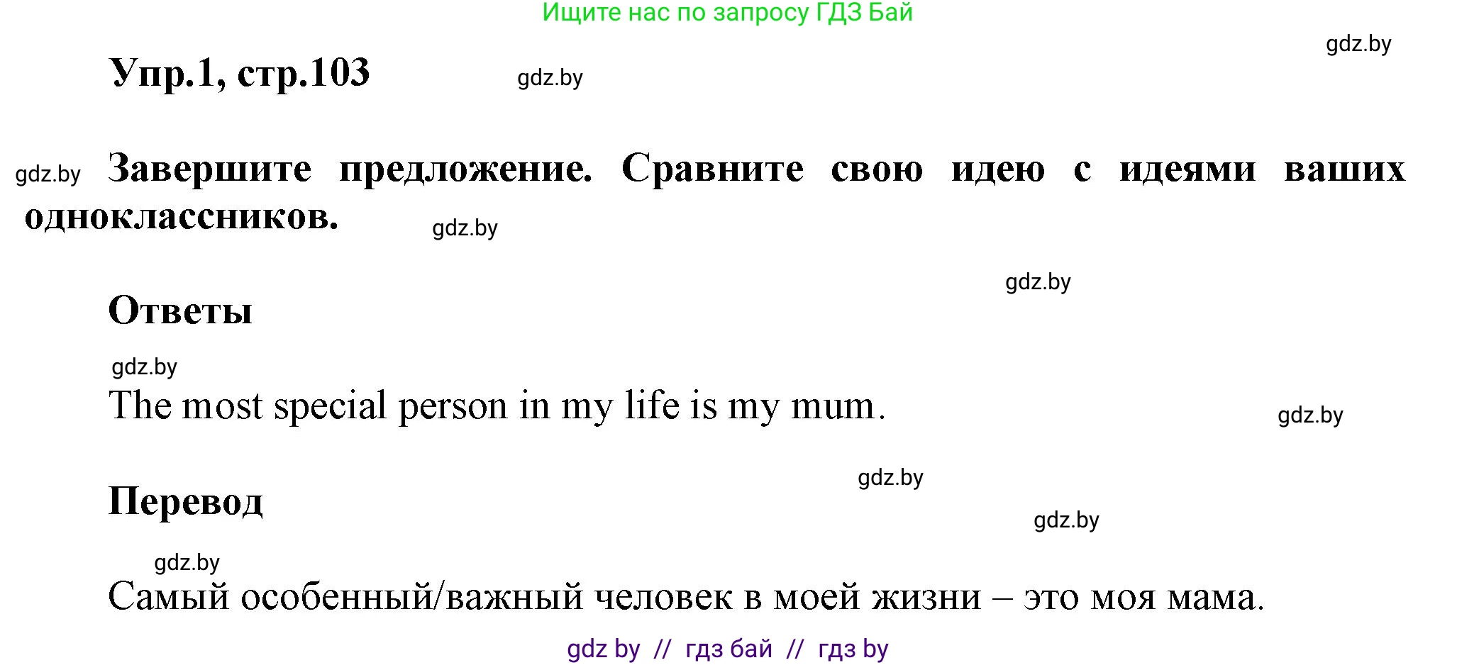 Английский язык (english), 5 класс Учебник, авторы: Демченко Наталья Валентиновна, Севрюкова Татьяна Юрьевна, Наумова Елена Георгиевна, Юхнель Наталья Валентиновна, Лапицкая Людмила Михайловна (Lapitskaya Ludmila), издательство Адукацыя i выхаванне, Минск, 2017, Часть ( Part) 1, страница 103, номер 1, Решение 1