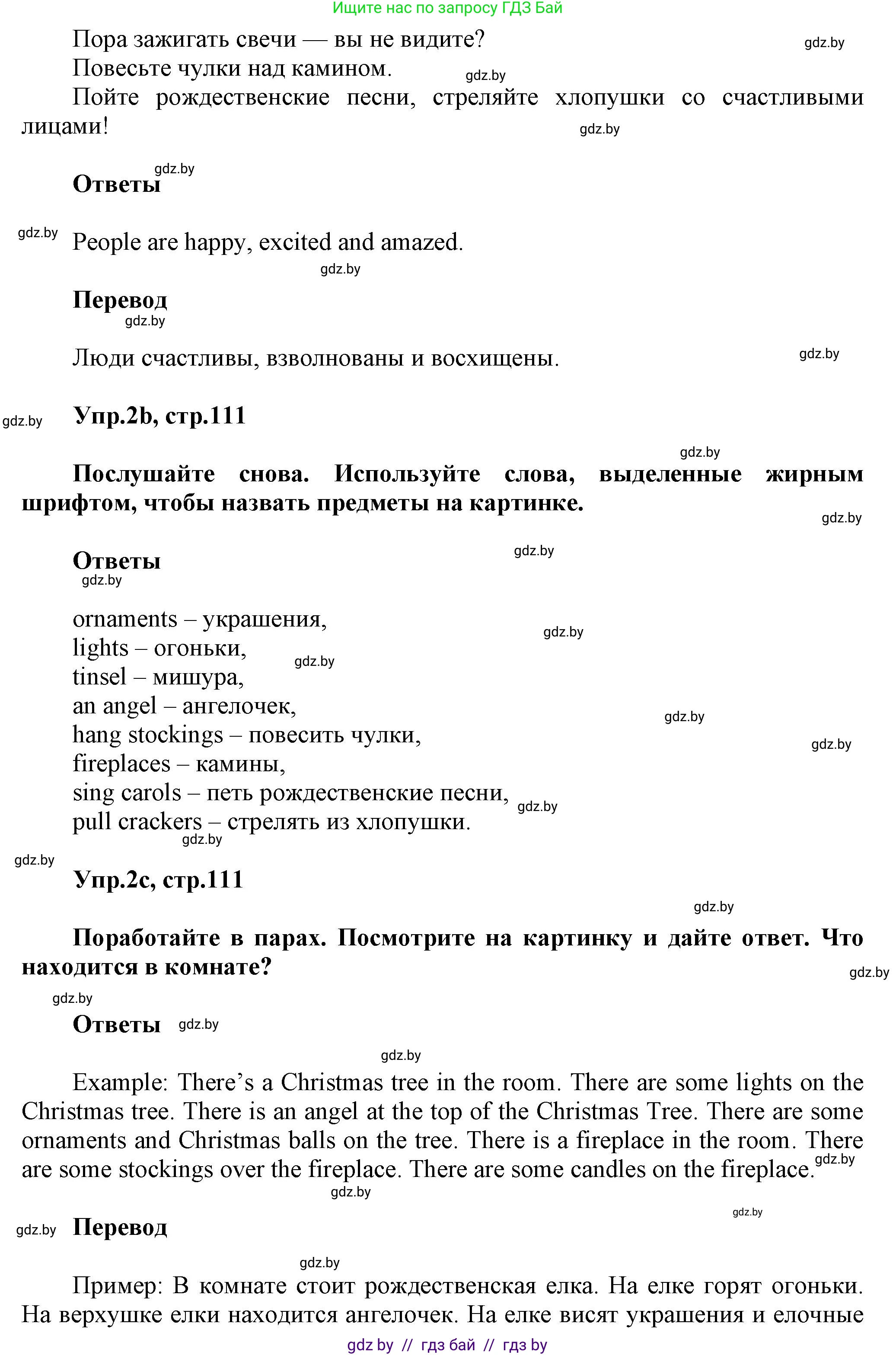 Английский язык (english), 5 класс Учебник, авторы: Демченко Наталья Валентиновна, Севрюкова Татьяна Юрьевна, Наумова Елена Георгиевна, Юхнель Наталья Валентиновна, Лапицкая Людмила Михайловна (Lapitskaya Ludmila), издательство Адукацыя i выхаванне, Минск, 2017, Часть ( Part) 1, страница 110, номер 2, Решение 1 (продолжение 2)