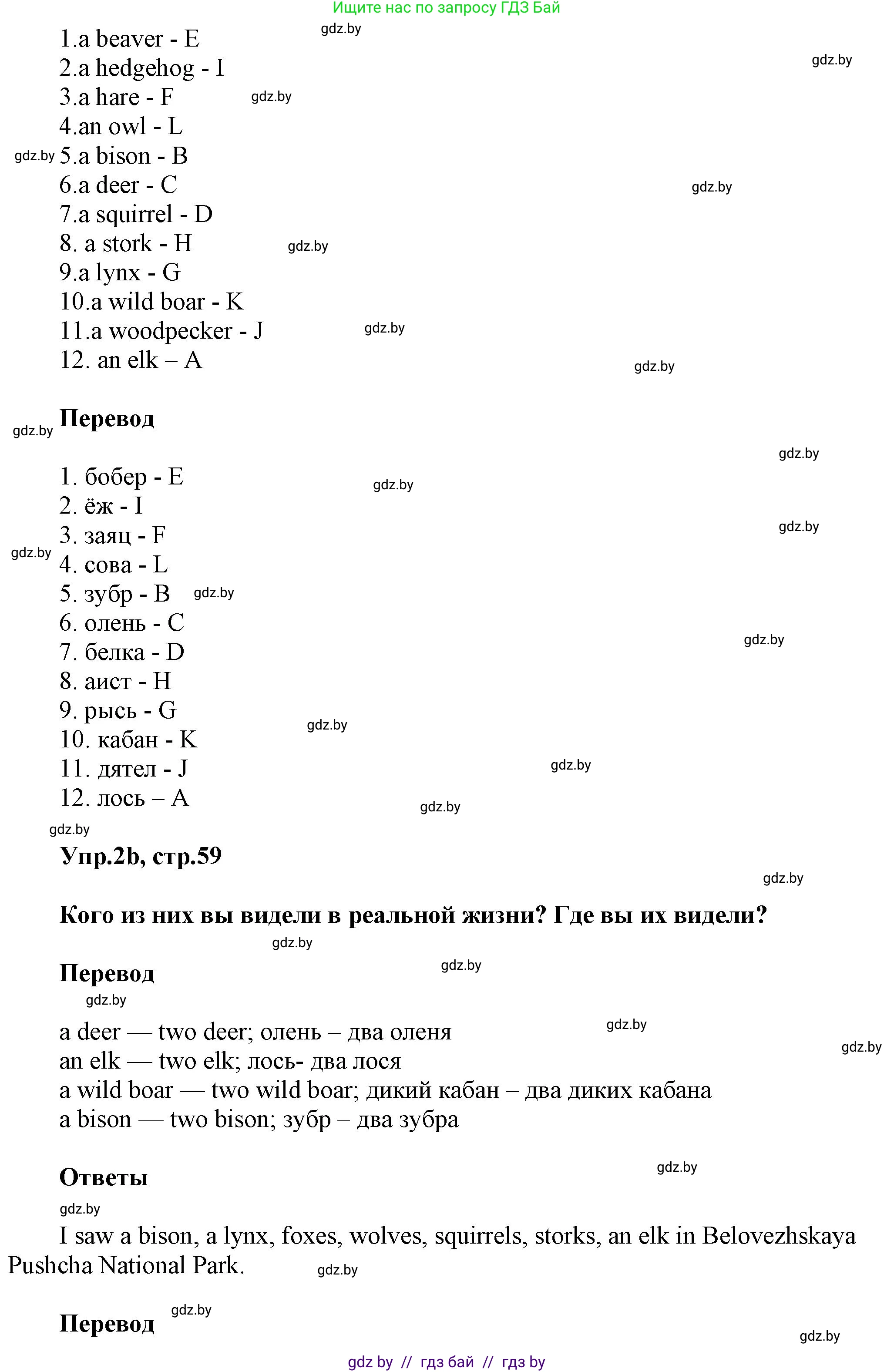 Английский язык (english), 5 класс Учебник, авторы: Демченко Наталья Валентиновна, Севрюкова Татьяна Юрьевна, Наумова Елена Георгиевна, Юхнель Наталья Валентиновна, Лапицкая Людмила Михайловна (Lapitskaya Ludmila), издательство Адукацыя i выхаванне, Минск, 2017, Часть ( Part) 2, страница 58, номер 2, Решение 1 (продолжение 2)