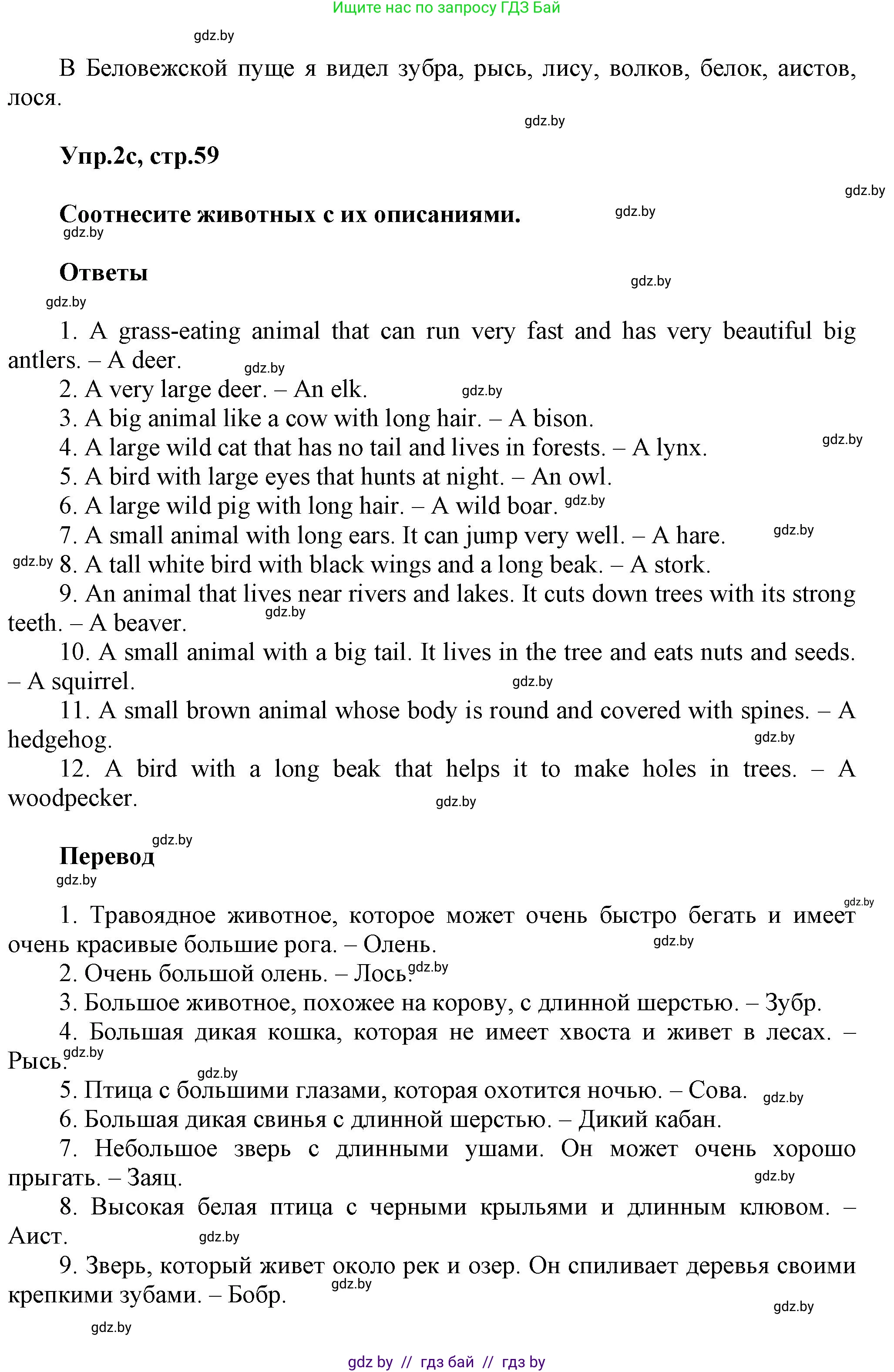 Английский язык (english), 5 класс Учебник, авторы: Демченко Наталья Валентиновна, Севрюкова Татьяна Юрьевна, Наумова Елена Георгиевна, Юхнель Наталья Валентиновна, Лапицкая Людмила Михайловна (Lapitskaya Ludmila), издательство Адукацыя i выхаванне, Минск, 2017, Часть ( Part) 2, страница 58, номер 2, Решение 1 (продолжение 3)