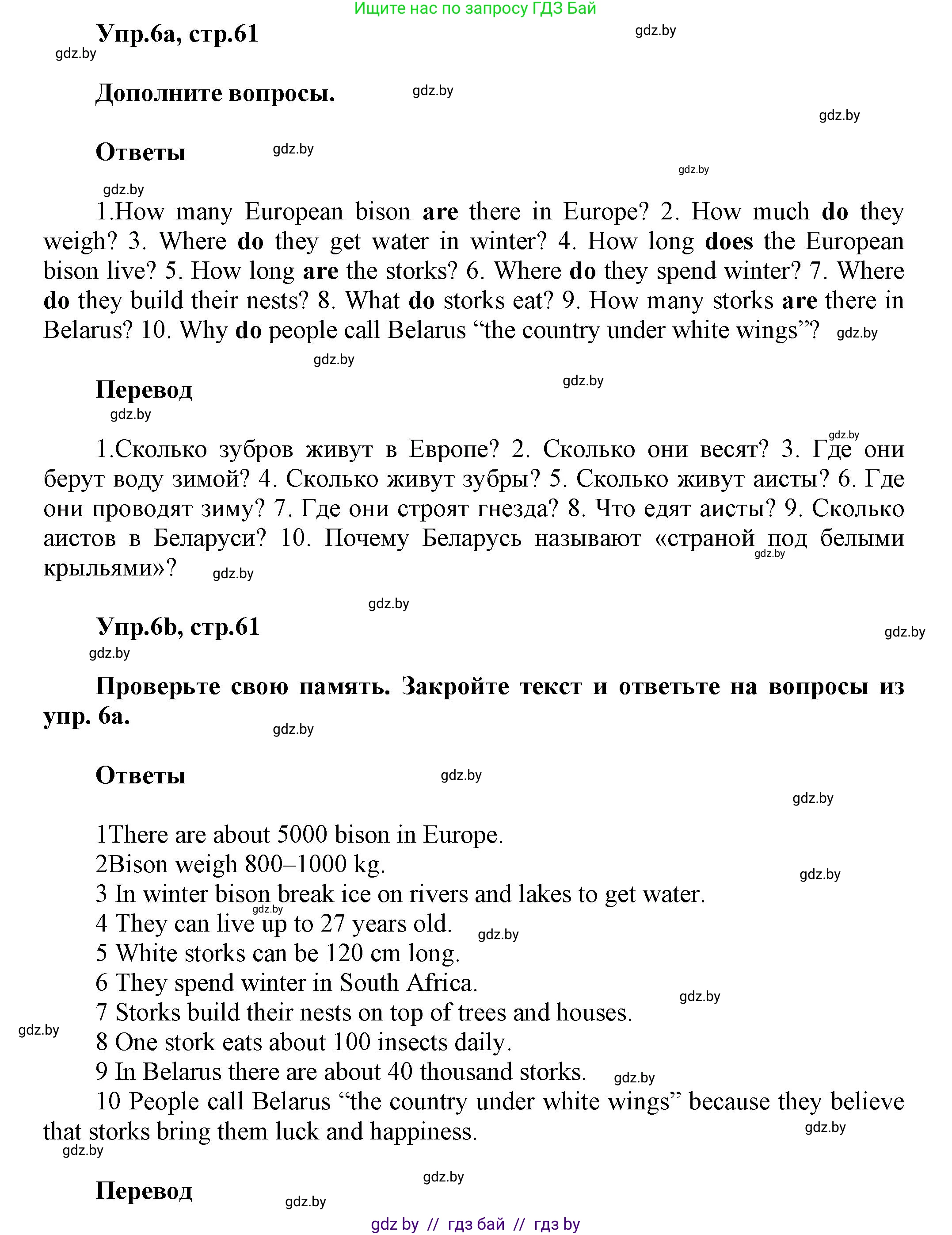 Английский язык (english), 5 класс Учебник, авторы: Демченко Наталья Валентиновна, Севрюкова Татьяна Юрьевна, Наумова Елена Георгиевна, Юхнель Наталья Валентиновна, Лапицкая Людмила Михайловна (Lapitskaya Ludmila), издательство Адукацыя i выхаванне, Минск, 2017, Часть ( Part) 2, страница 61, номер 6, Решение 1