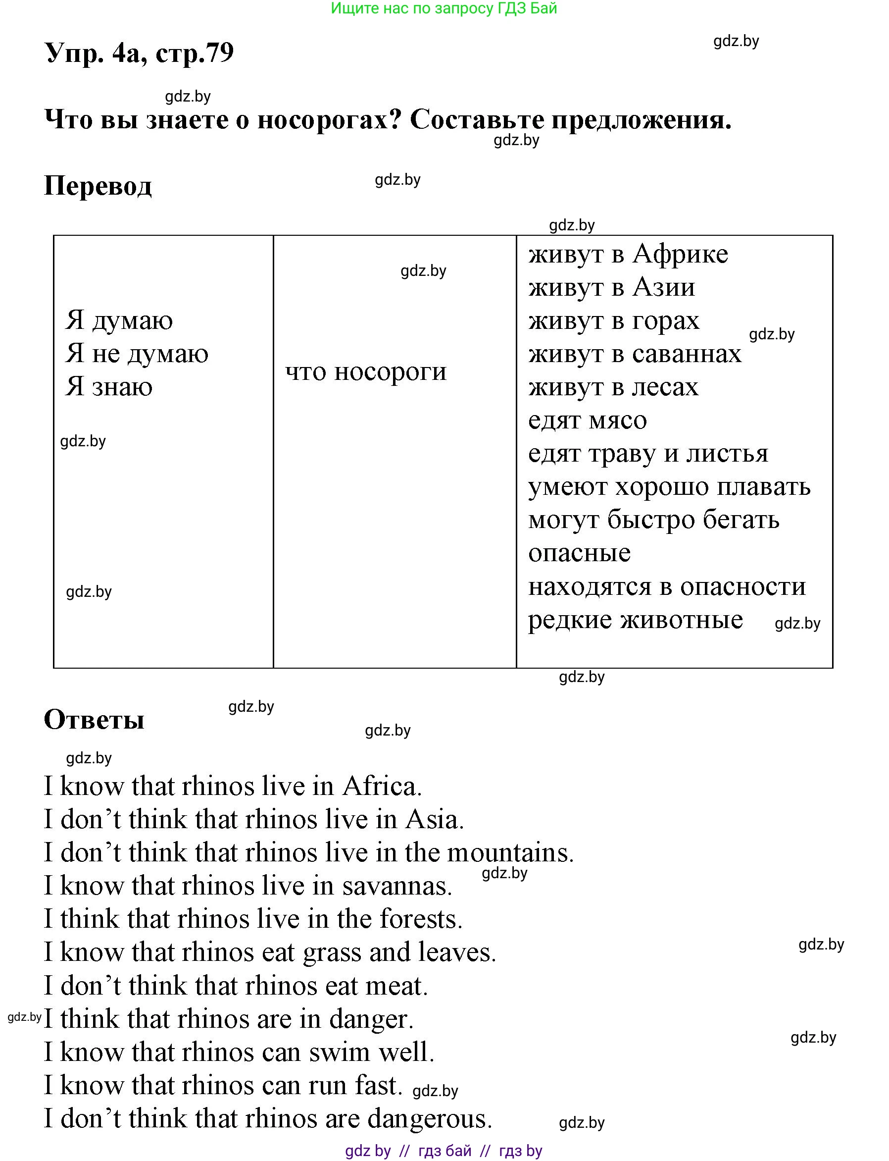 Английский язык (english), 5 класс Учебник, авторы: Демченко Наталья Валентиновна, Севрюкова Татьяна Юрьевна, Наумова Елена Георгиевна, Юхнель Наталья Валентиновна, Лапицкая Людмила Михайловна (Lapitskaya Ludmila), издательство Адукацыя i выхаванне, Минск, 2017, Часть ( Part) 2, страница 79, номер 4, Решение 1