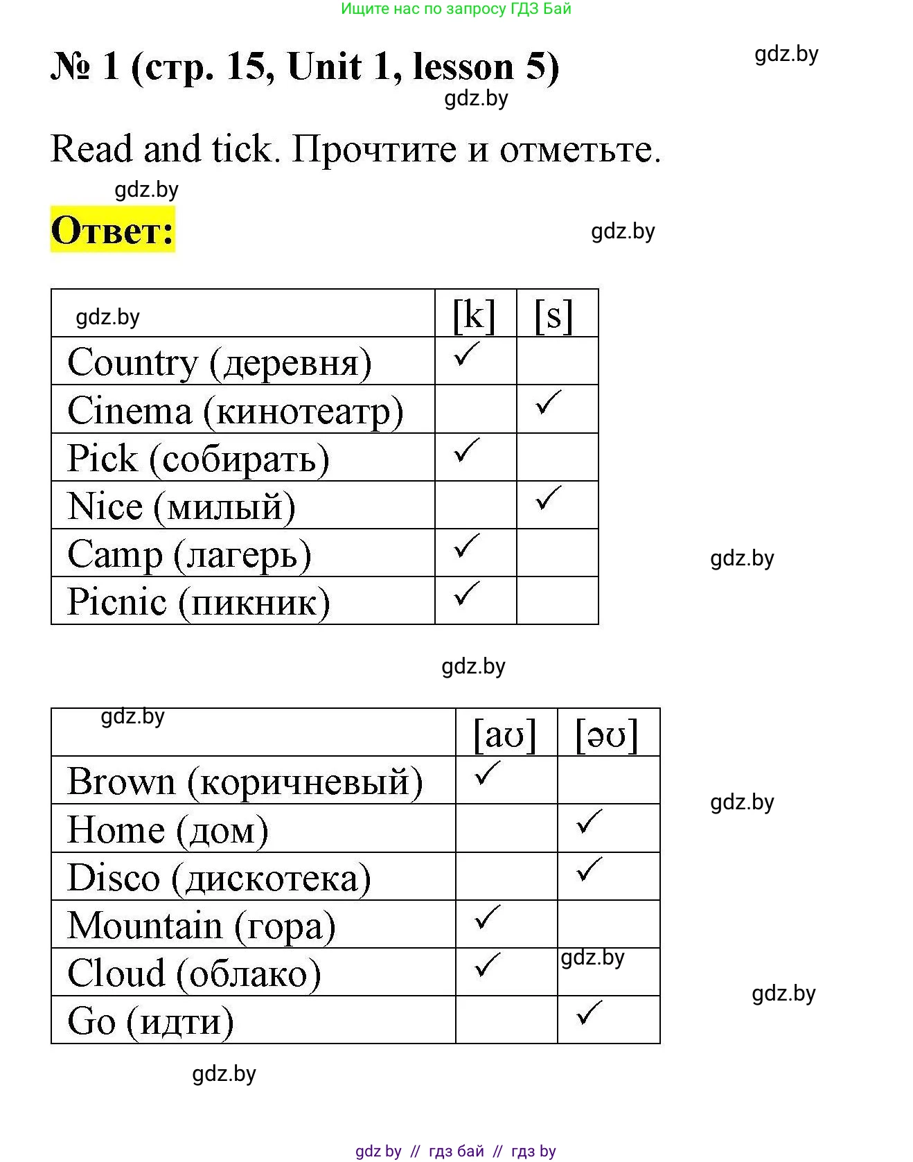 Английский язык (english), 5 класс Рабочая тетрадь (workbook), авторы: Лапицкая Людмила Михайловна (Lapitskaya Ludmila), Калишевич Алла Ивановна, Севрюкова Татьяна Юрьевна, Седунова Наталья Михайловна (Sedunova Natalia), издательство Аверсэв, Минск, 2020, оранжевого цвета, Часть 1, страница 15, номер 1, Решение