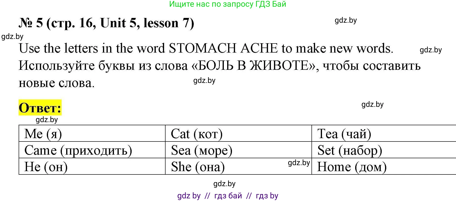 Английский язык (english), 5 класс Рабочая тетрадь (workbook), авторы: Лапицкая Людмила Михайловна (Lapitskaya Ludmila), Калишевич Алла Ивановна, Севрюкова Татьяна Юрьевна, Седунова Наталья Михайловна (Sedunova Natalia), издательство Аверсэв, Минск, 2020, оранжевого цвета, Часть 2, страница 16, номер 5, Решение
