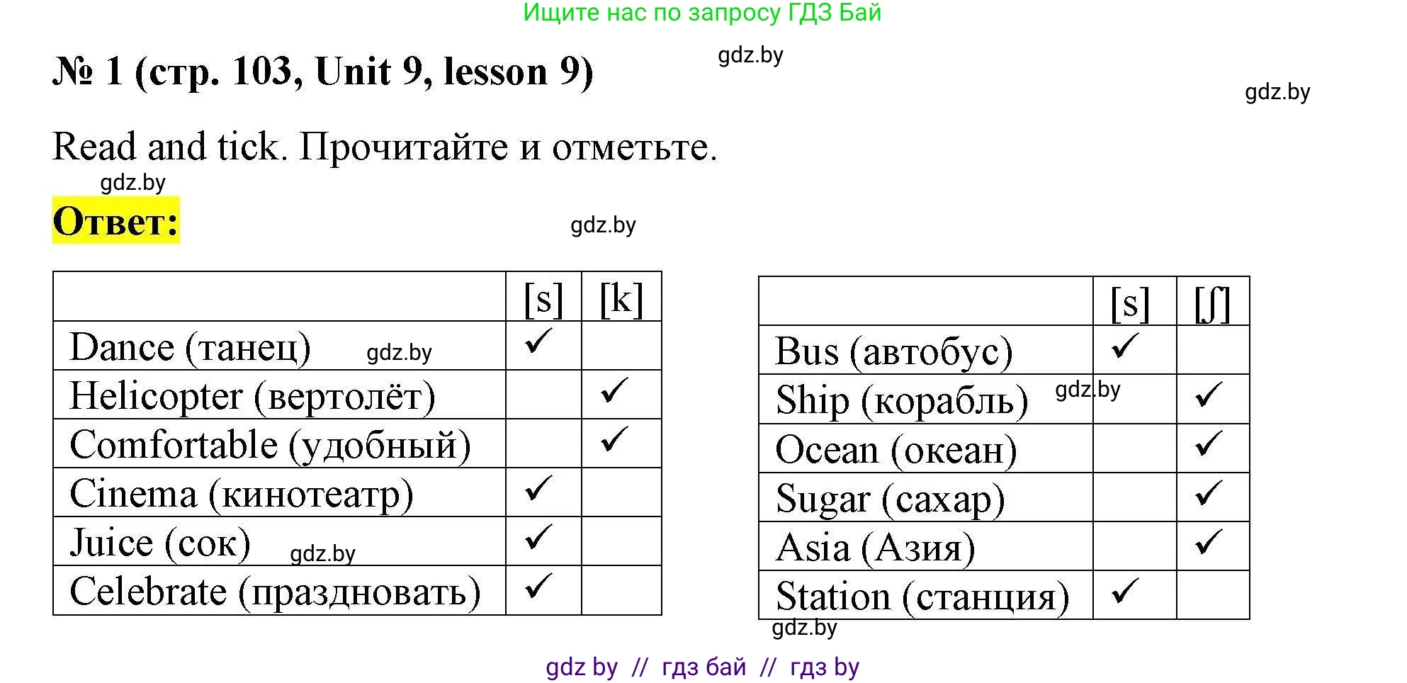 Английский язык (english), 5 класс Рабочая тетрадь (workbook), авторы: Лапицкая Людмила Михайловна (Lapitskaya Ludmila), Калишевич Алла Ивановна, Севрюкова Татьяна Юрьевна, Седунова Наталья Михайловна (Sedunova Natalia), издательство Аверсэв, Минск, 2020, оранжевого цвета, Часть 2, страница 103, номер 1, Решение