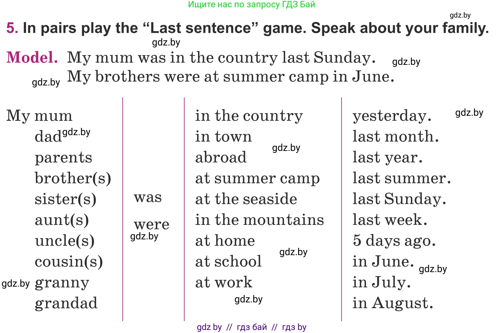 Английский язык (english), 5 класс Учебник (Student's book), авторы: Лапицкая Людмила Михайловна (Lapitskaya Ludmila), Калишевич Алла Ивановна, Севрюкова Татьяна Юрьевна, Седунова Наталья Михайловна (Sedunova Natalia), издательство Вышэйшая школа, Минск, 2020, Часть 1, страница 10, номер 5, Условие