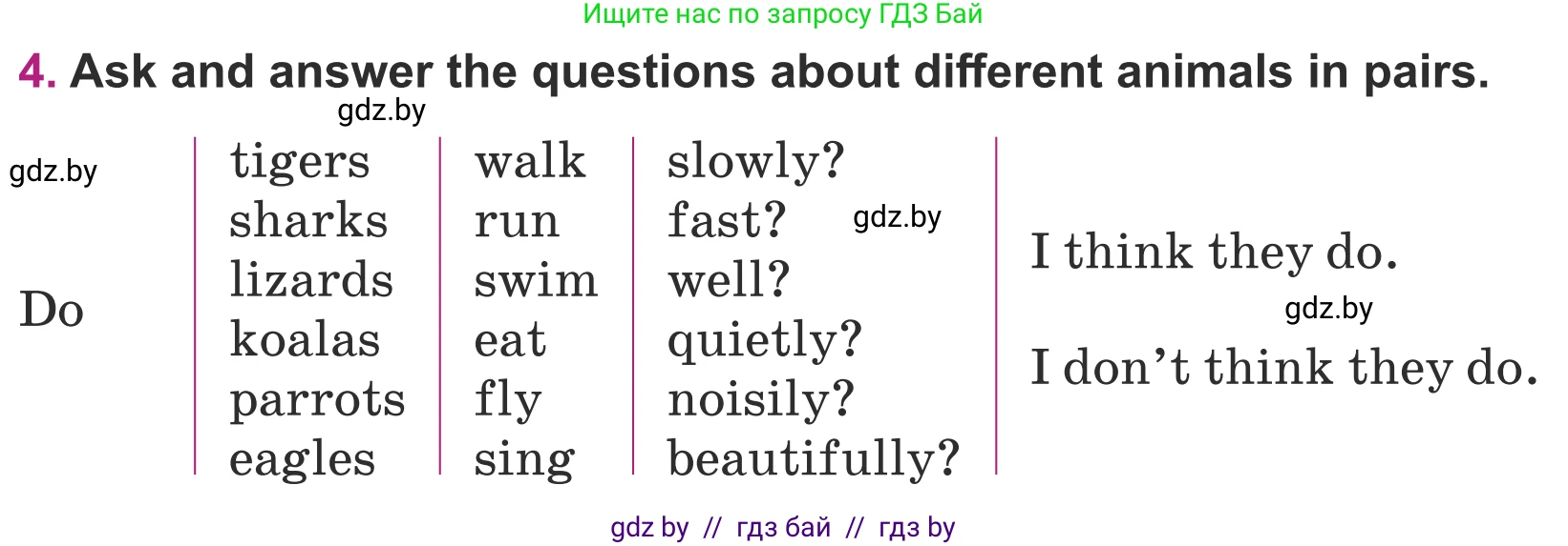 Английский язык (english), 5 класс Учебник (Student's book), авторы: Лапицкая Людмила Михайловна (Lapitskaya Ludmila), Калишевич Алла Ивановна, Севрюкова Татьяна Юрьевна, Седунова Наталья Михайловна (Sedunova Natalia), издательство Вышэйшая школа, Минск, 2020, Часть 2, страница 85, номер 4, Условие