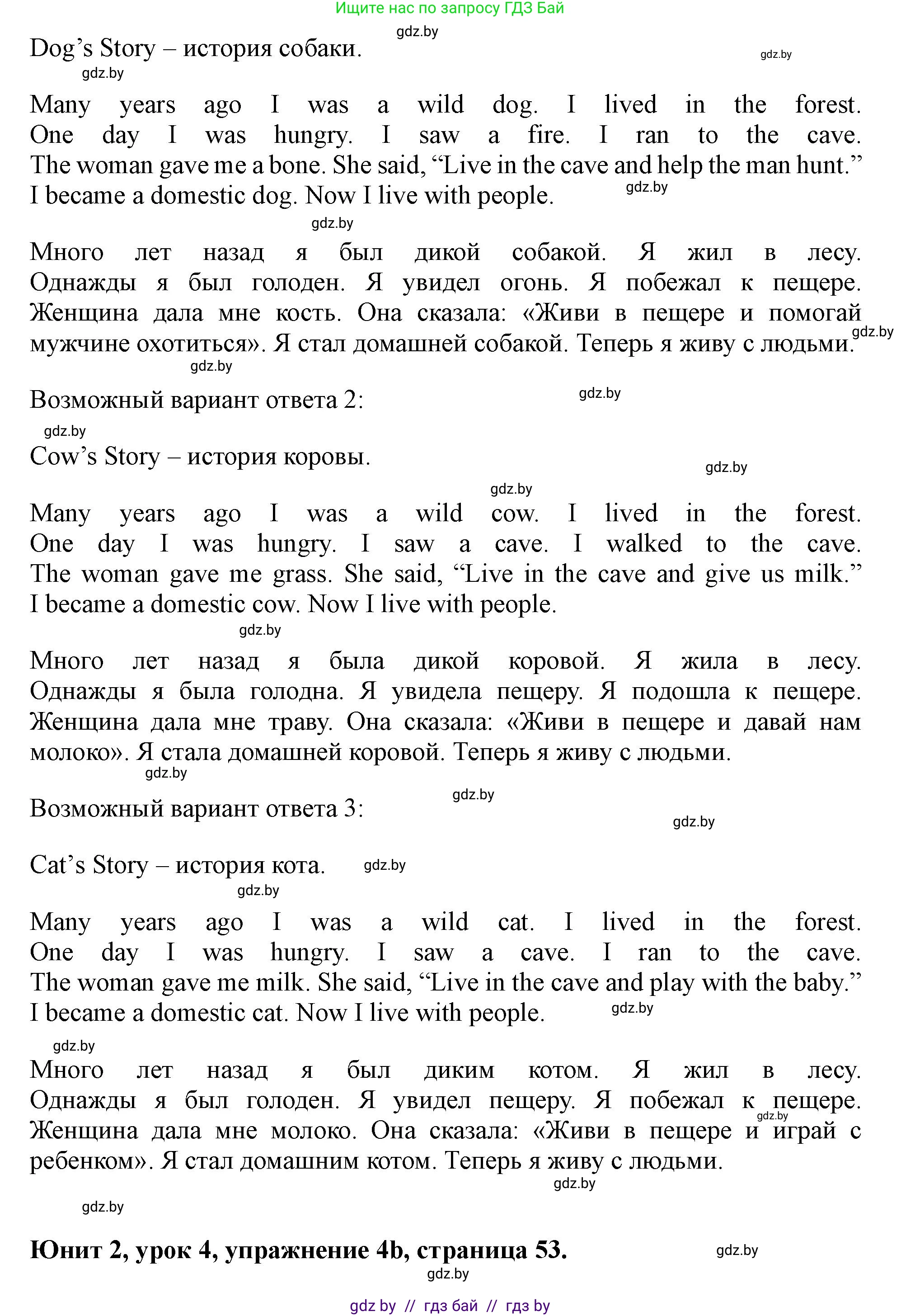 Английский язык (english), 5 класс Учебник (Student's book), авторы: Лапицкая Людмила Михайловна (Lapitskaya Ludmila), Калишевич Алла Ивановна, Севрюкова Татьяна Юрьевна, Седунова Наталья Михайловна (Sedunova Natalia), издательство Вышэйшая школа, Минск, 2020, Часть 1, страница 53, номер 4, Решение 1 (продолжение 2)