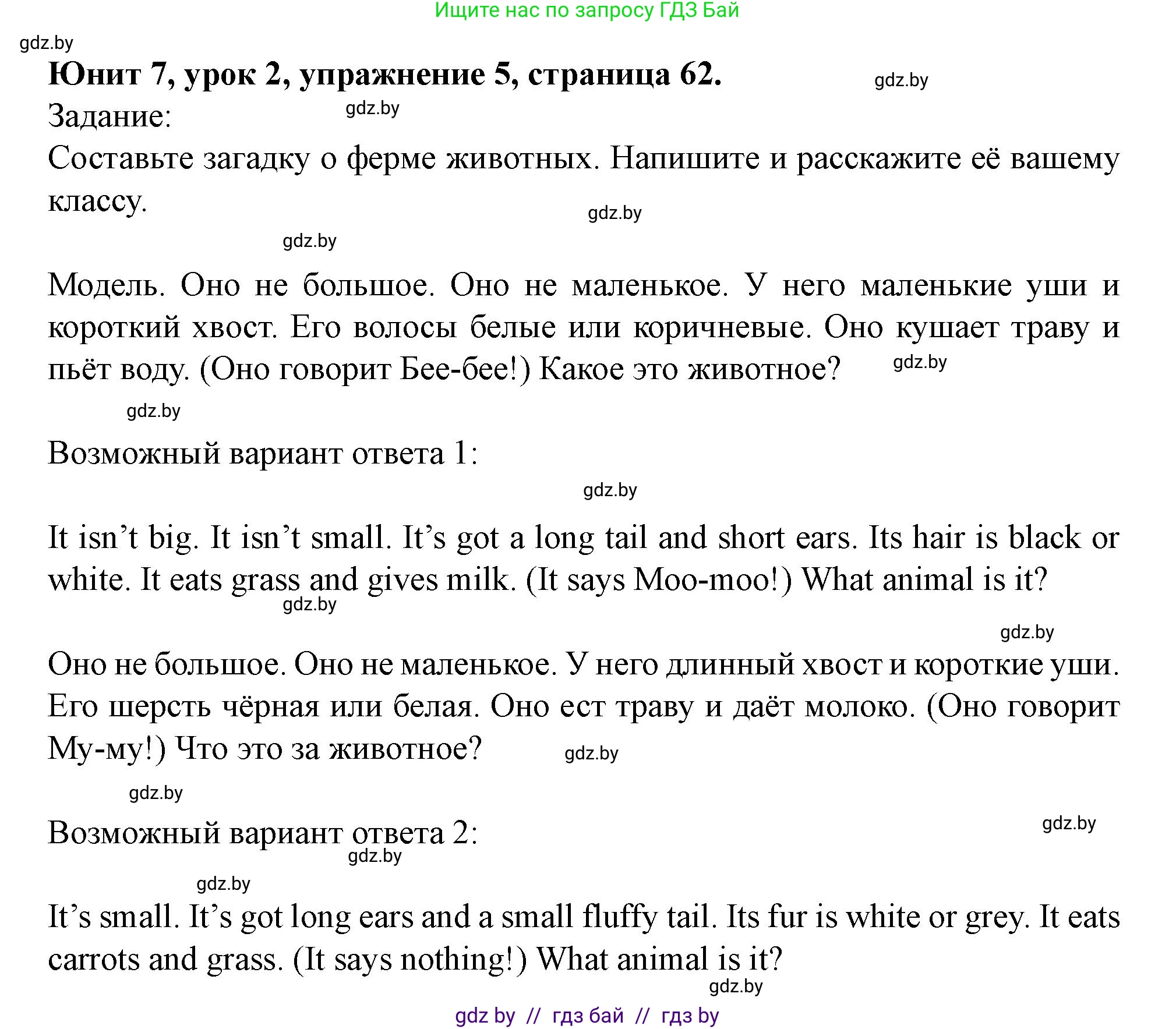 Английский язык (english), 5 класс Учебник (Student's book), авторы: Лапицкая Людмила Михайловна (Lapitskaya Ludmila), Калишевич Алла Ивановна, Севрюкова Татьяна Юрьевна, Седунова Наталья Михайловна (Sedunova Natalia), издательство Вышэйшая школа, Минск, 2020, Часть 2, страница 62, номер 5, Решение 1