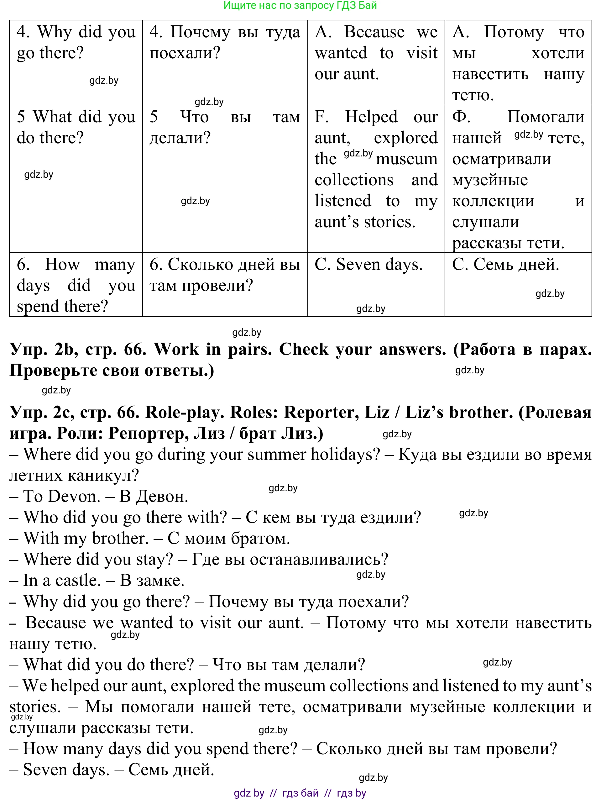 Английский язык (english), 5 класс Учебник (Student's book), авторы: Лапицкая Людмила Михайловна (Lapitskaya Ludmila), Калишевич Алла Ивановна, Севрюкова Татьяна Юрьевна, Седунова Наталья Михайловна (Sedunova Natalia), издательство Вышэйшая школа, Минск, 2020, Часть 1, страница 66, номер 2, Решение 2 (продолжение 2)