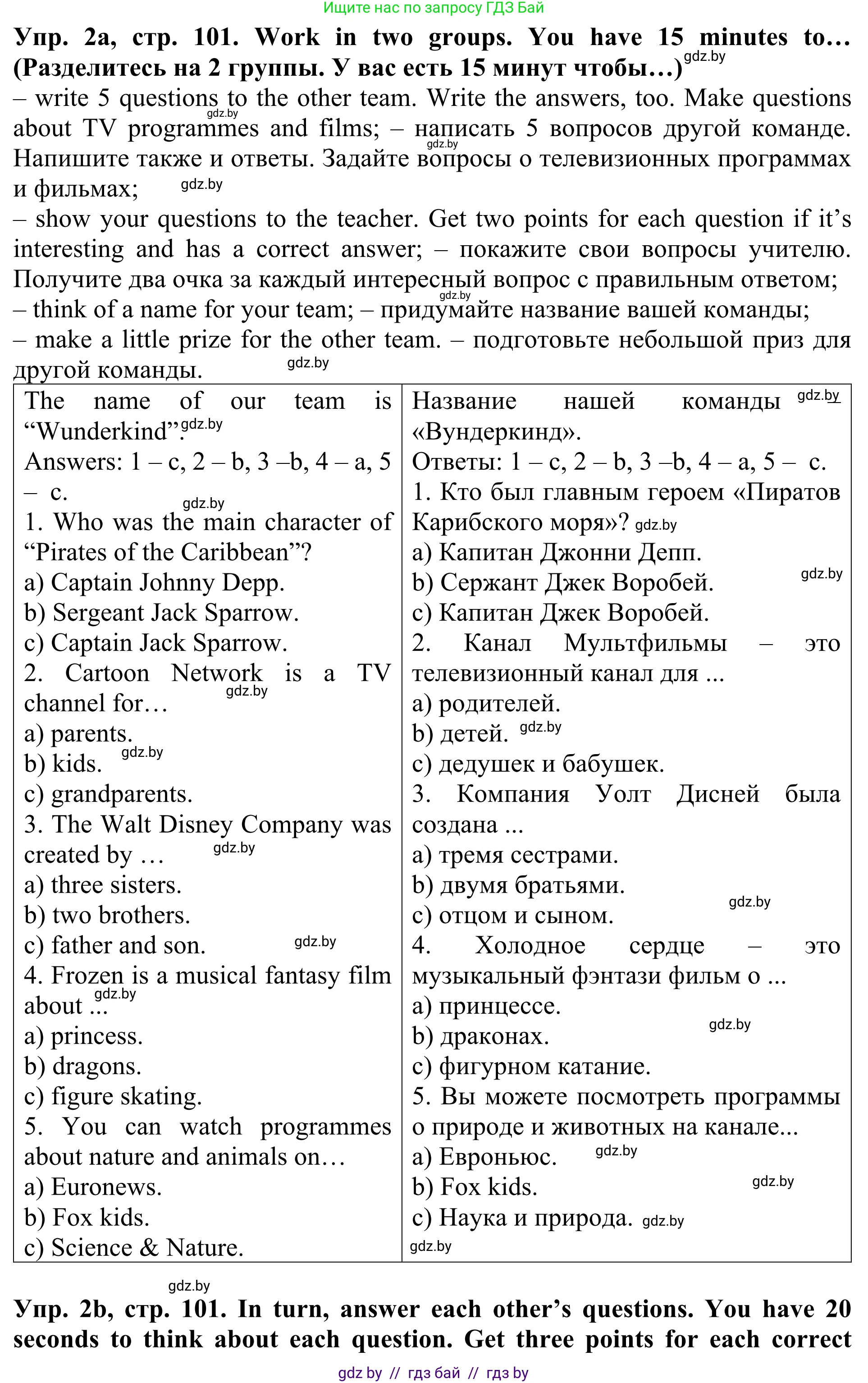 Английский язык (english), 5 класс Учебник (Student's book), авторы: Лапицкая Людмила Михайловна (Lapitskaya Ludmila), Калишевич Алла Ивановна, Севрюкова Татьяна Юрьевна, Седунова Наталья Михайловна (Sedunova Natalia), издательство Вышэйшая школа, Минск, 2020, Часть 1, страница 101, номер 2, Решение 2
