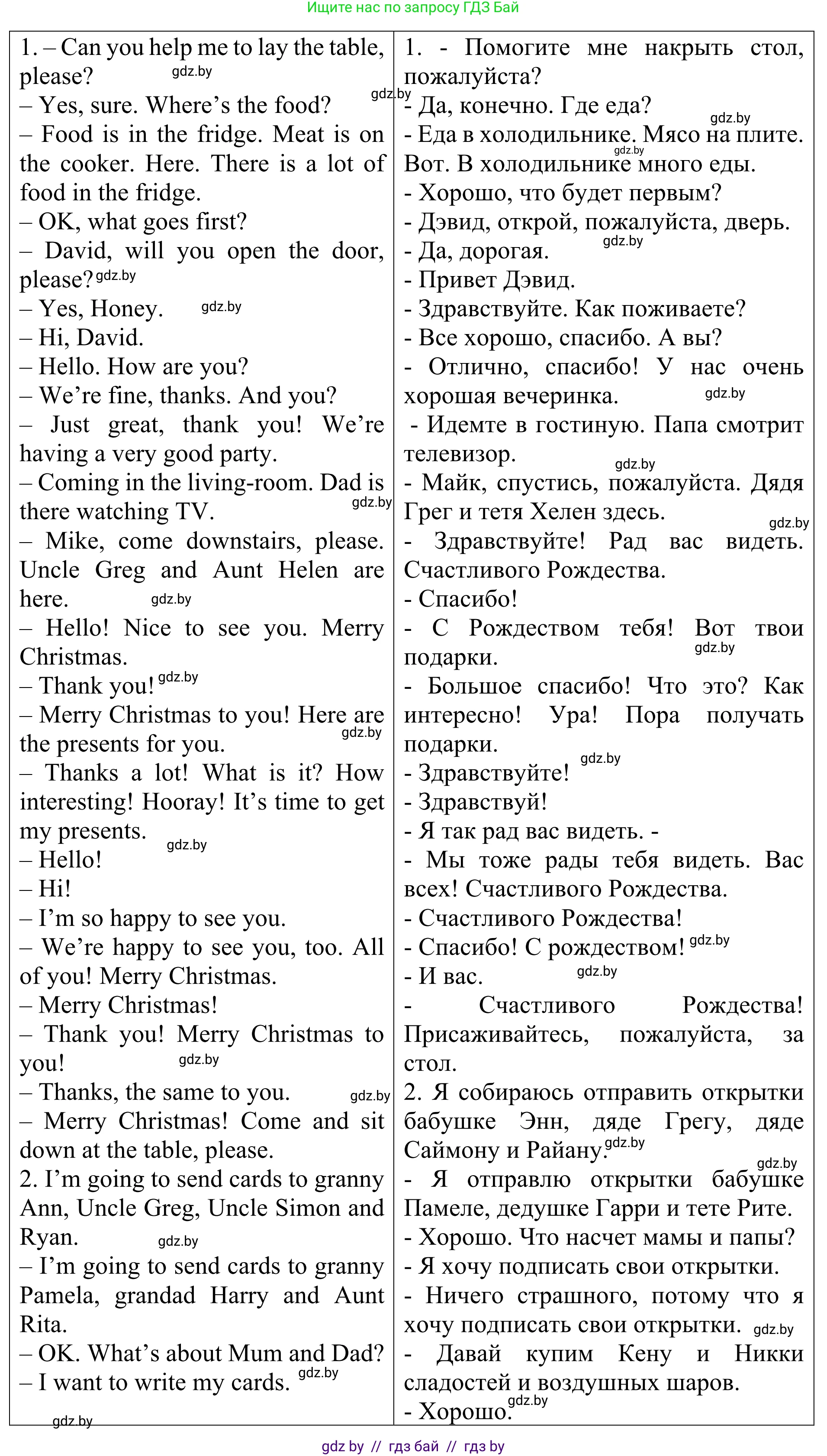 Английский язык (english), 5 класс Учебник (Student's book), авторы: Лапицкая Людмила Михайловна (Lapitskaya Ludmila), Калишевич Алла Ивановна, Севрюкова Татьяна Юрьевна, Седунова Наталья Михайловна (Sedunova Natalia), издательство Вышэйшая школа, Минск, 2020, Часть 1, страница 107, номер 2, Решение 2 (продолжение 2)