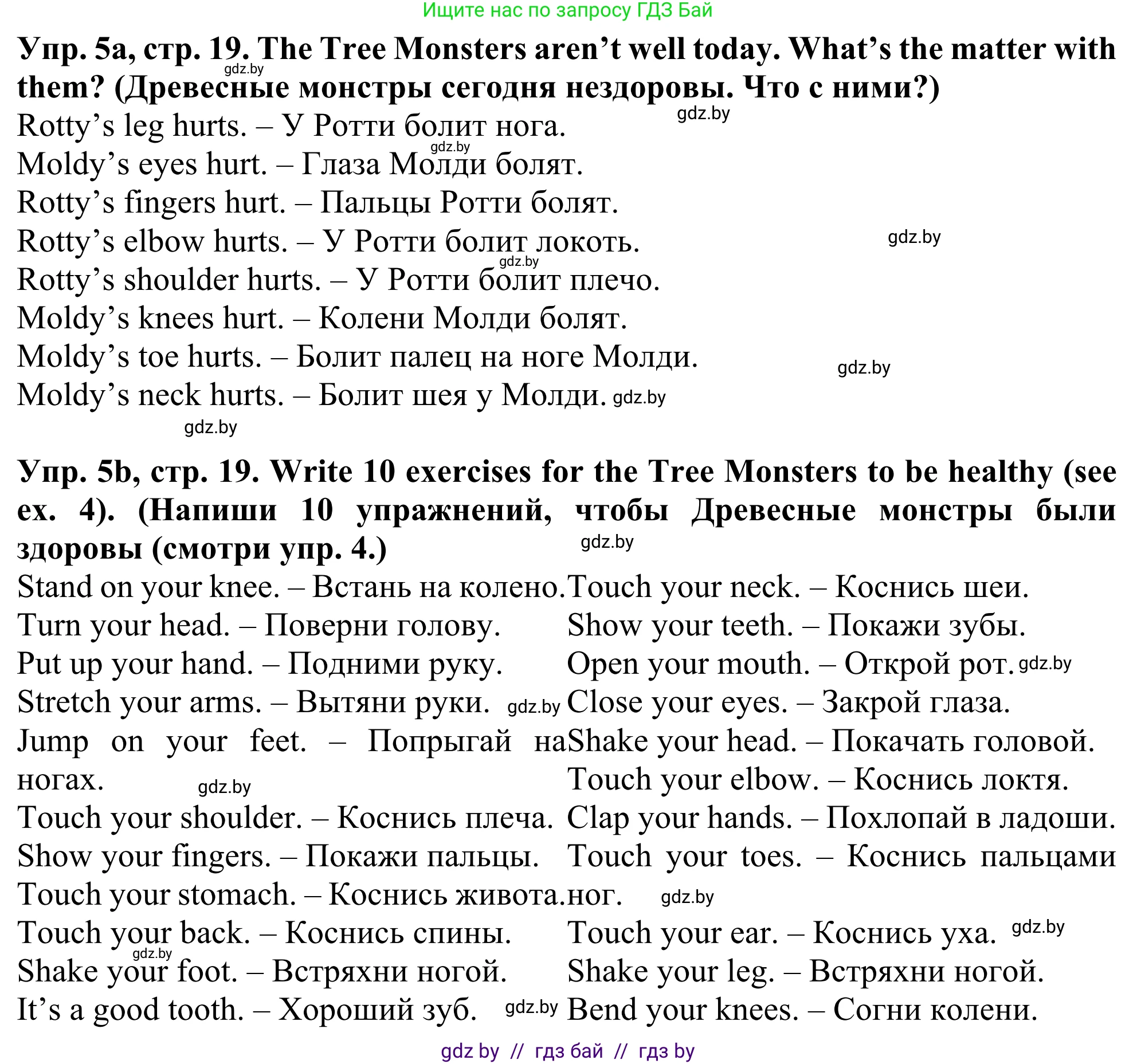 Английский язык (english), 5 класс Учебник (Student's book), авторы: Лапицкая Людмила Михайловна (Lapitskaya Ludmila), Калишевич Алла Ивановна, Севрюкова Татьяна Юрьевна, Седунова Наталья Михайловна (Sedunova Natalia), издательство Вышэйшая школа, Минск, 2020, Часть 2, страница 19, номер 5, Решение 2