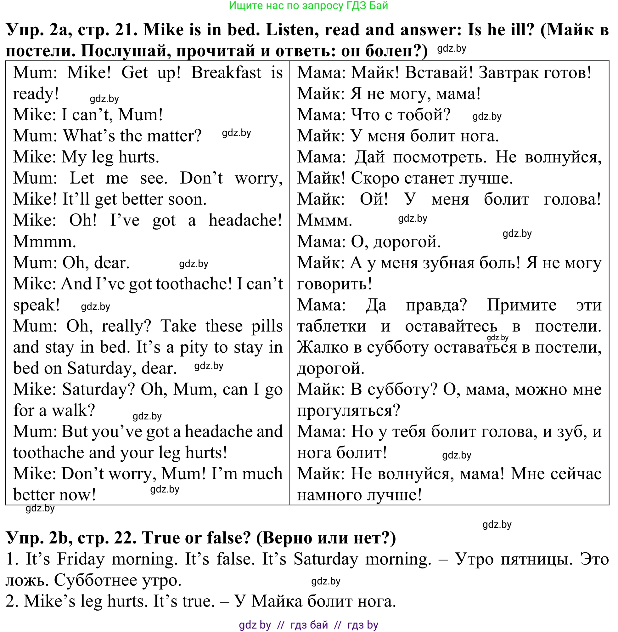 Английский язык (english), 5 класс Учебник (Student's book), авторы: Лапицкая Людмила Михайловна (Lapitskaya Ludmila), Калишевич Алла Ивановна, Севрюкова Татьяна Юрьевна, Седунова Наталья Михайловна (Sedunova Natalia), издательство Вышэйшая школа, Минск, 2020, Часть 2, страница 21, номер 2, Решение 2